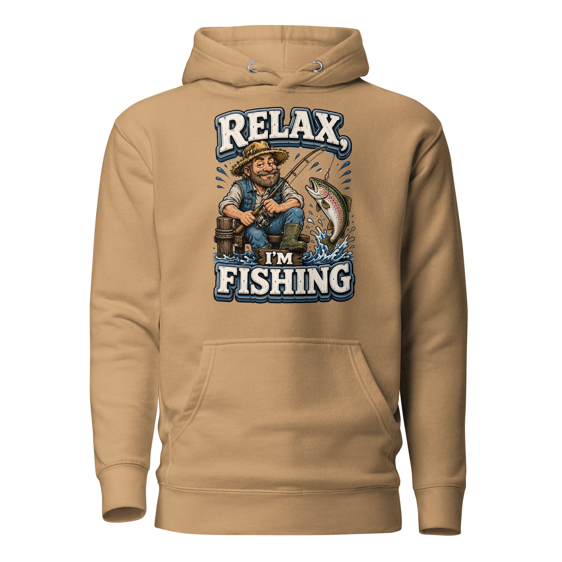 Relax I'm Fishing Hoodie - Cozy Vintage Trout Bass Fishing Lovers Graphic Pullover by printfluence.net