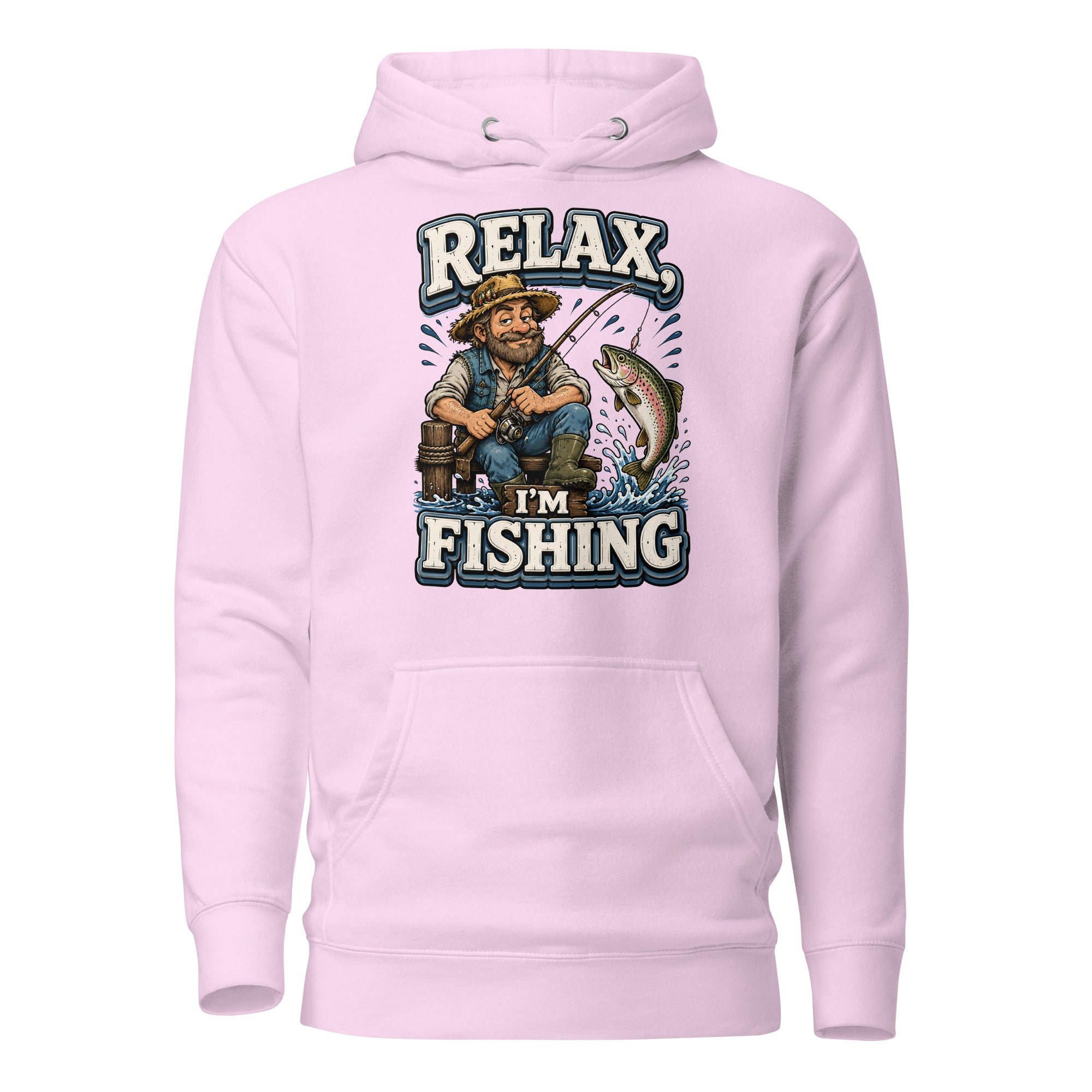 Relax I'm Fishing Hoodie - Cozy Vintage Trout Bass Fishing Lovers Graphic Pullover by printfluence.net