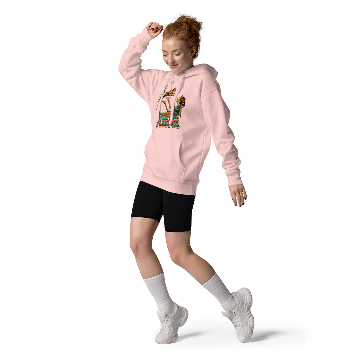 Cat Lovers Unisex Premium Pullover Hoodie – Forever Playful Geometric Cat Art Design by printfluence.net