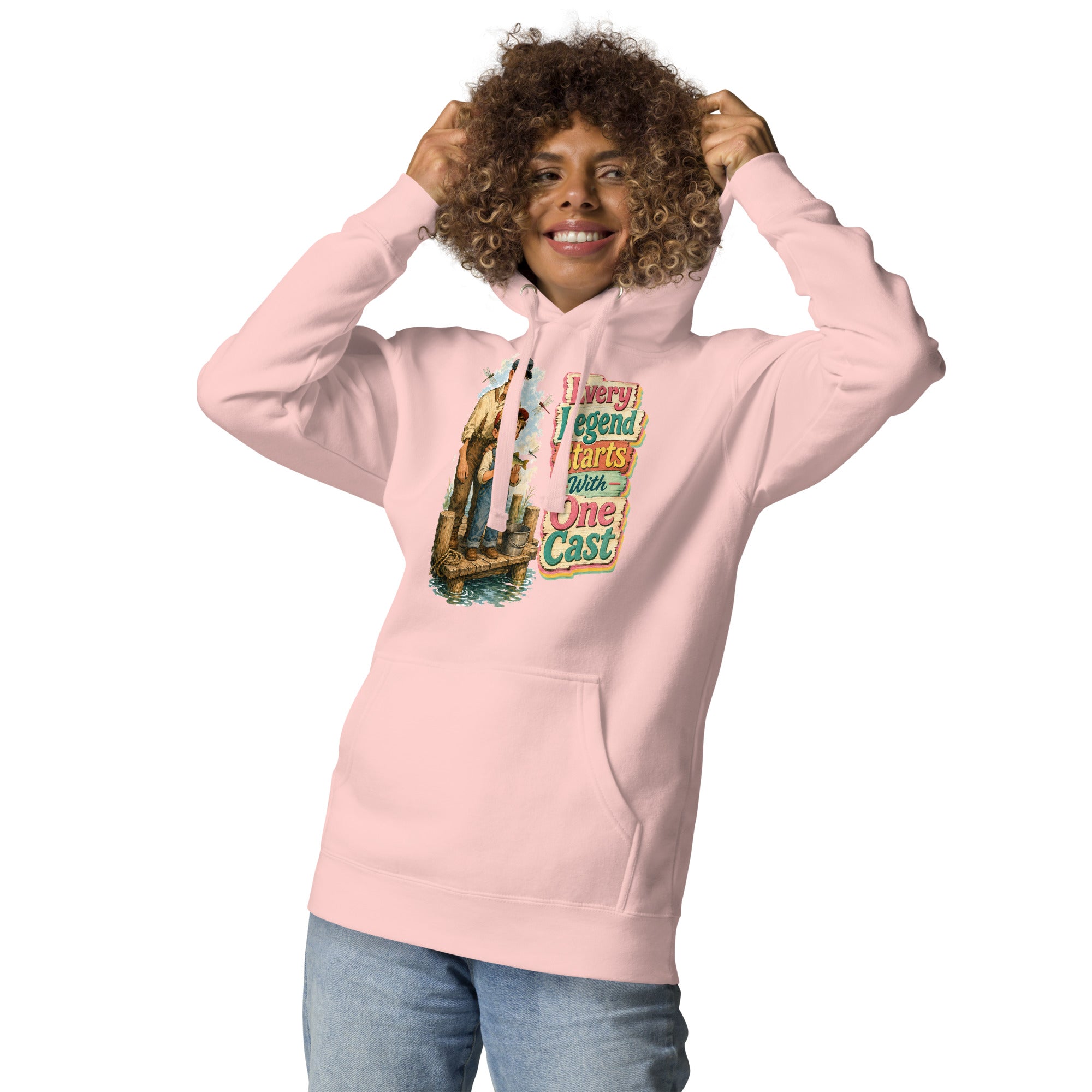 Fishing Lovers | Unisex Premium Pullover Hoodie - Every Legend Starts With One Cast by printfluence