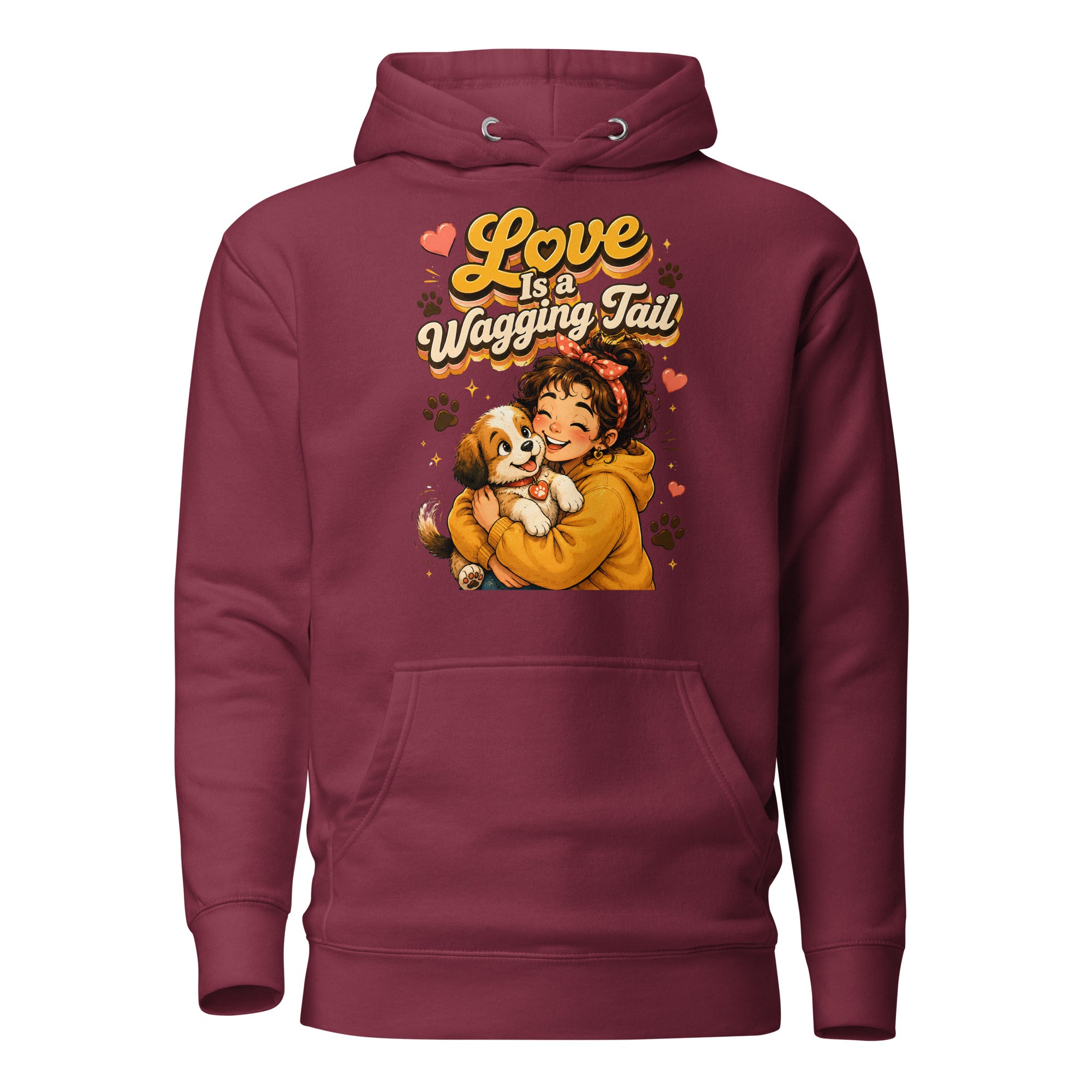 Elite Love Is a Wagging Tail - Premium Luxury Dog Lovers Unisex Hoodie by printfluence.net