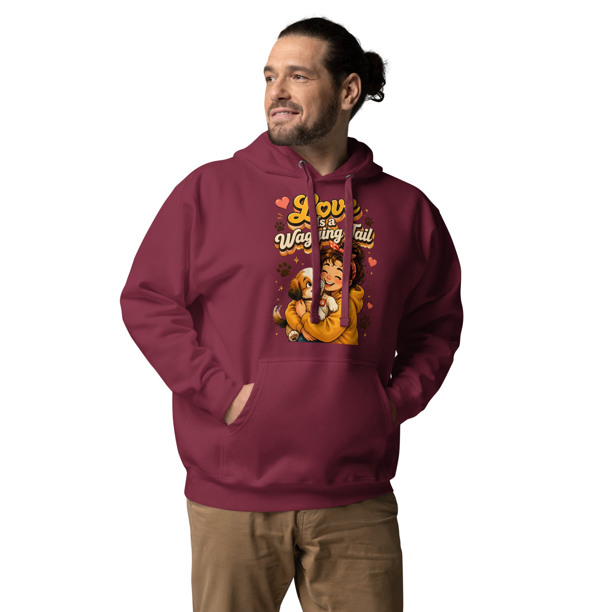 Elite Love Is a Wagging Tail - Premium Luxury Dog Lovers Unisex Hoodie by printfluence.net