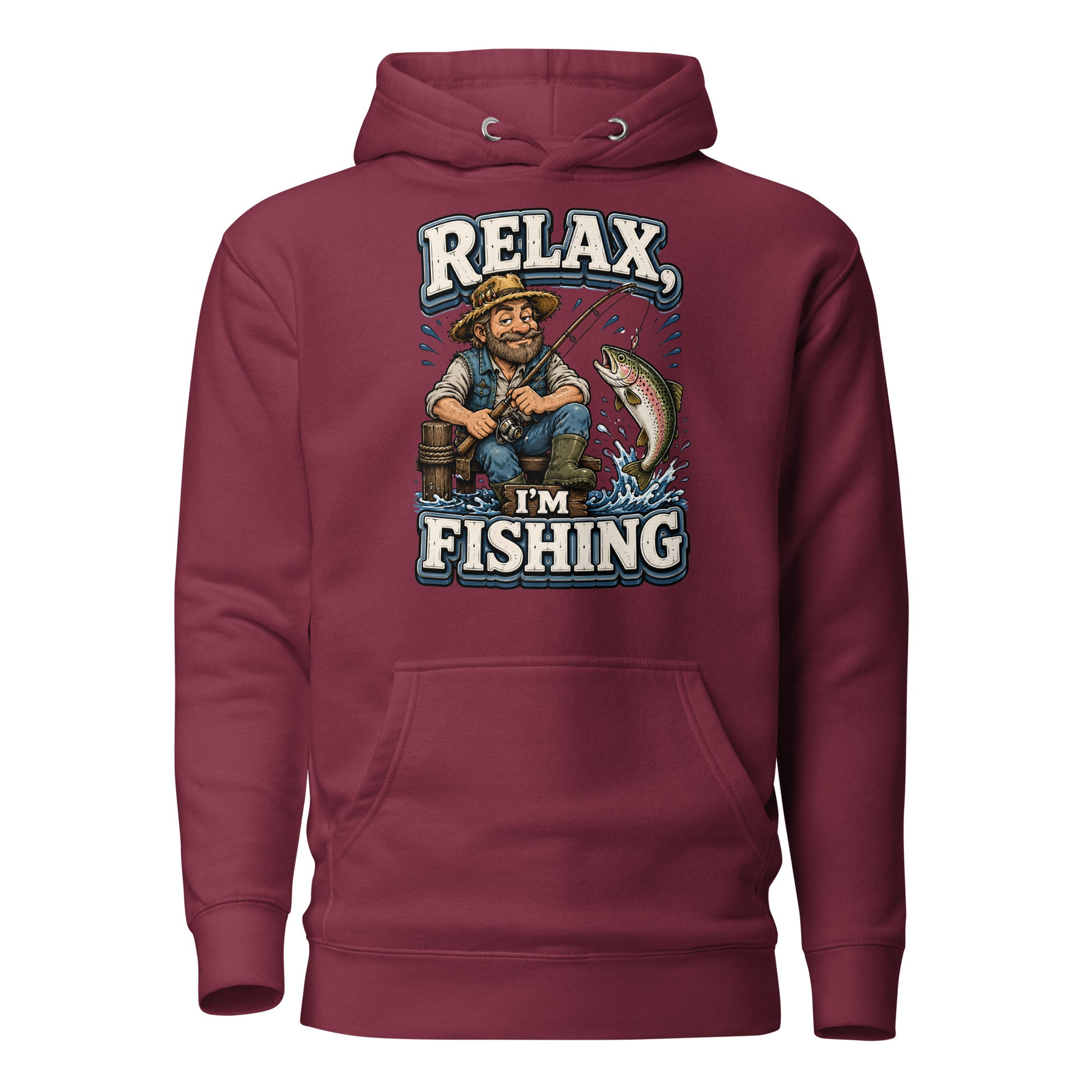 Relax I'm Fishing Hoodie - Cozy Vintage Trout Bass Fishing Lovers Graphic Pullover by printfluence.net