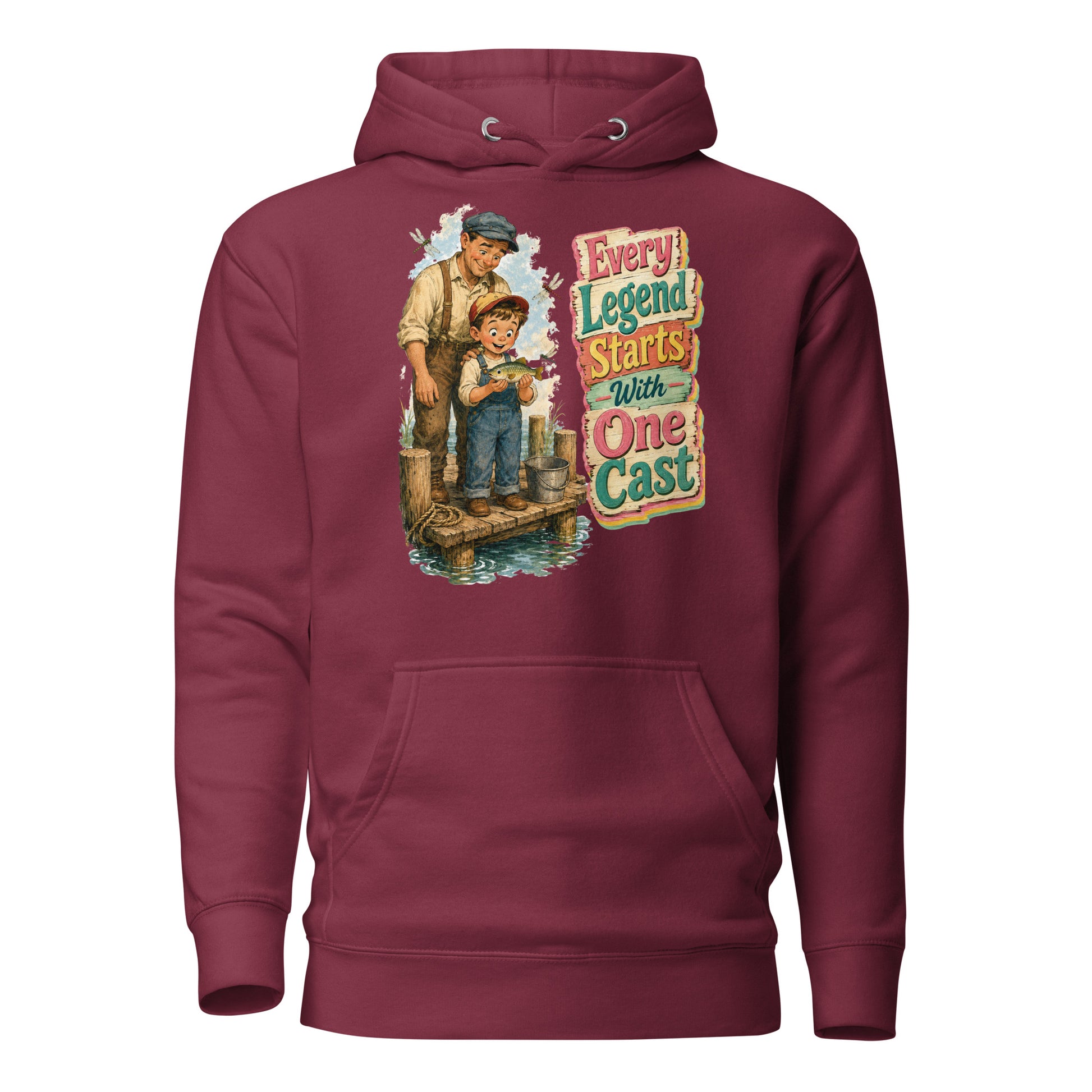 Fishing Lovers | Unisex Premium Pullover Hoodie - Every Legend Starts With One Cast by printfluence