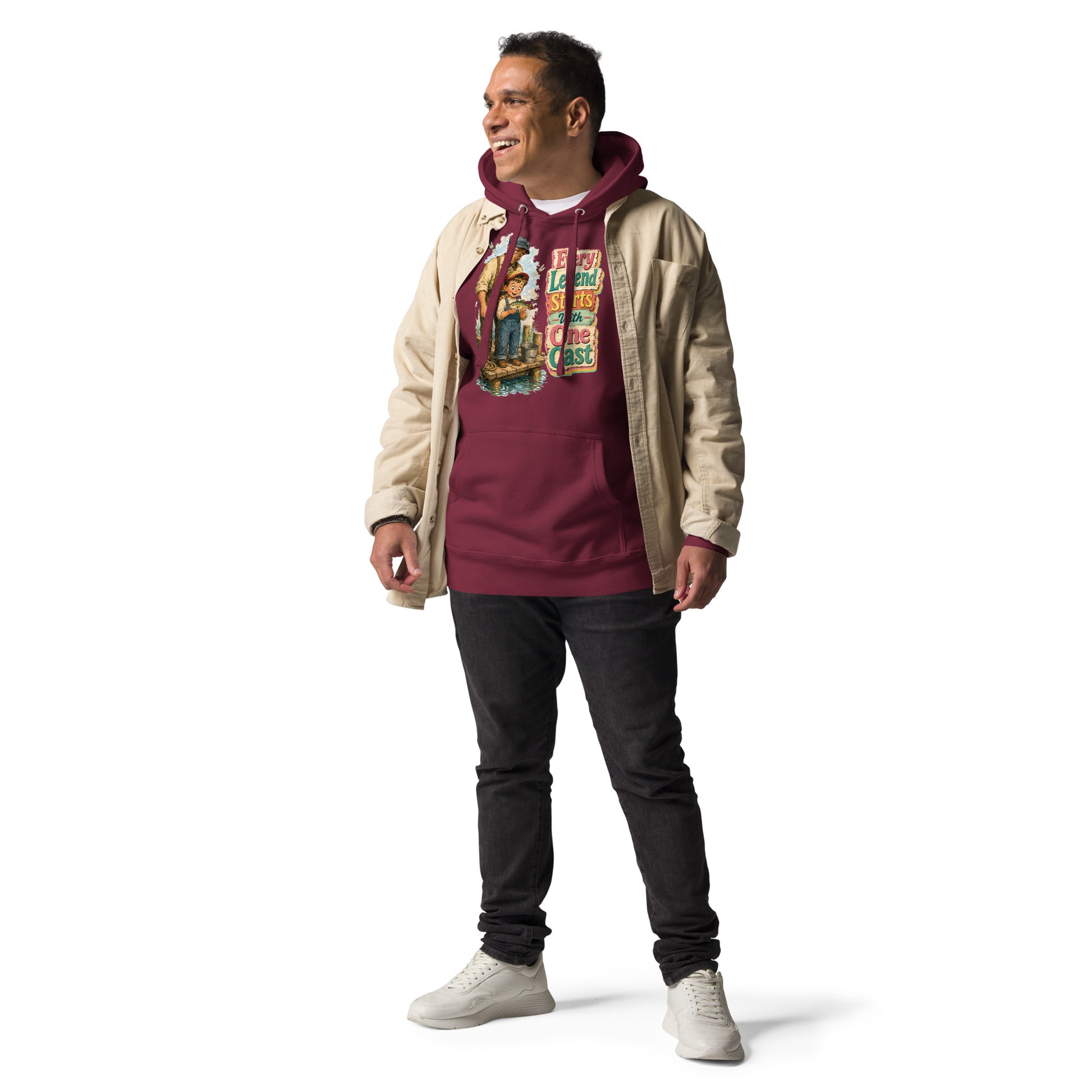 Fishing Lovers | Unisex Premium Pullover Hoodie - Every Legend Starts With One Cast by printfluence
