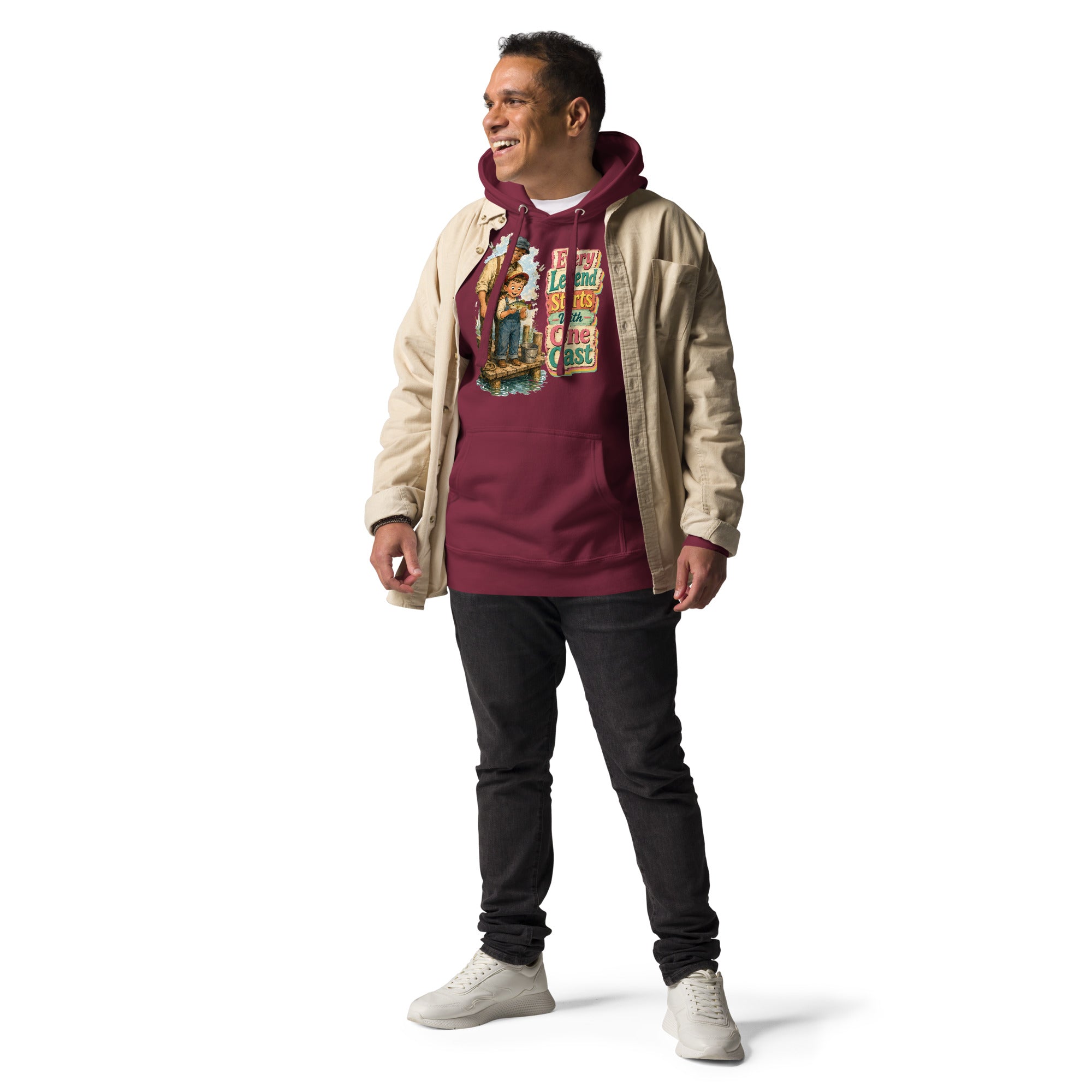 Fishing Lovers | Unisex Premium Pullover Hoodie - Every Legend Starts With One Cast by printfluence