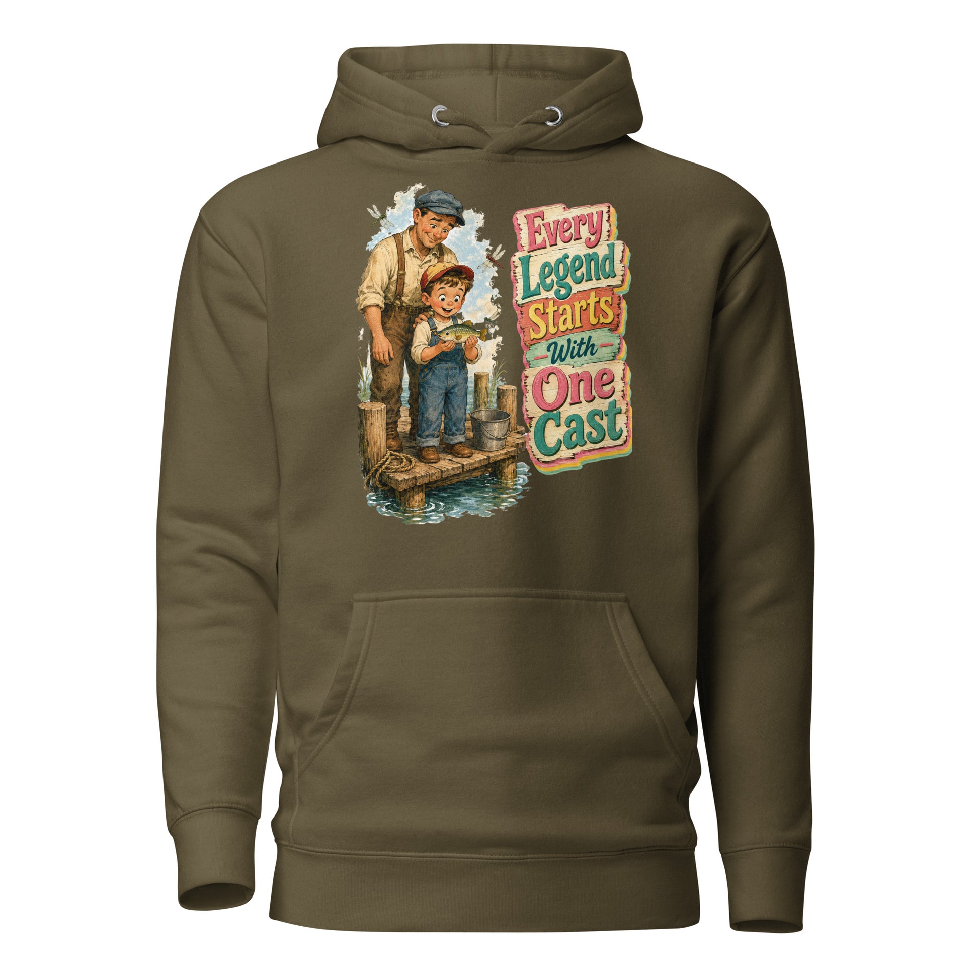 Fishing Lovers | Unisex Premium Pullover Hoodie - Every Legend Starts With One Cast by printfluence
