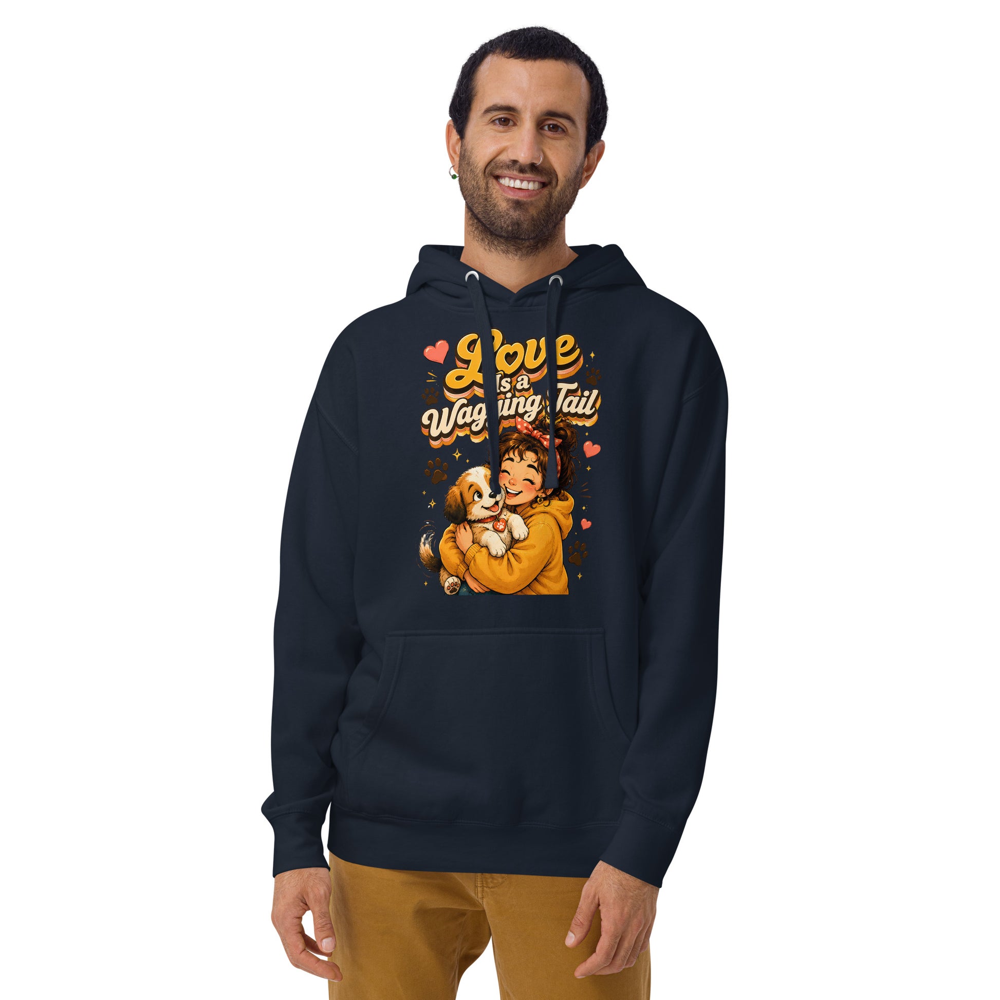 Elite Love Is a Wagging Tail - Premium Luxury Dog Lovers Unisex Hoodie by printfluence.net