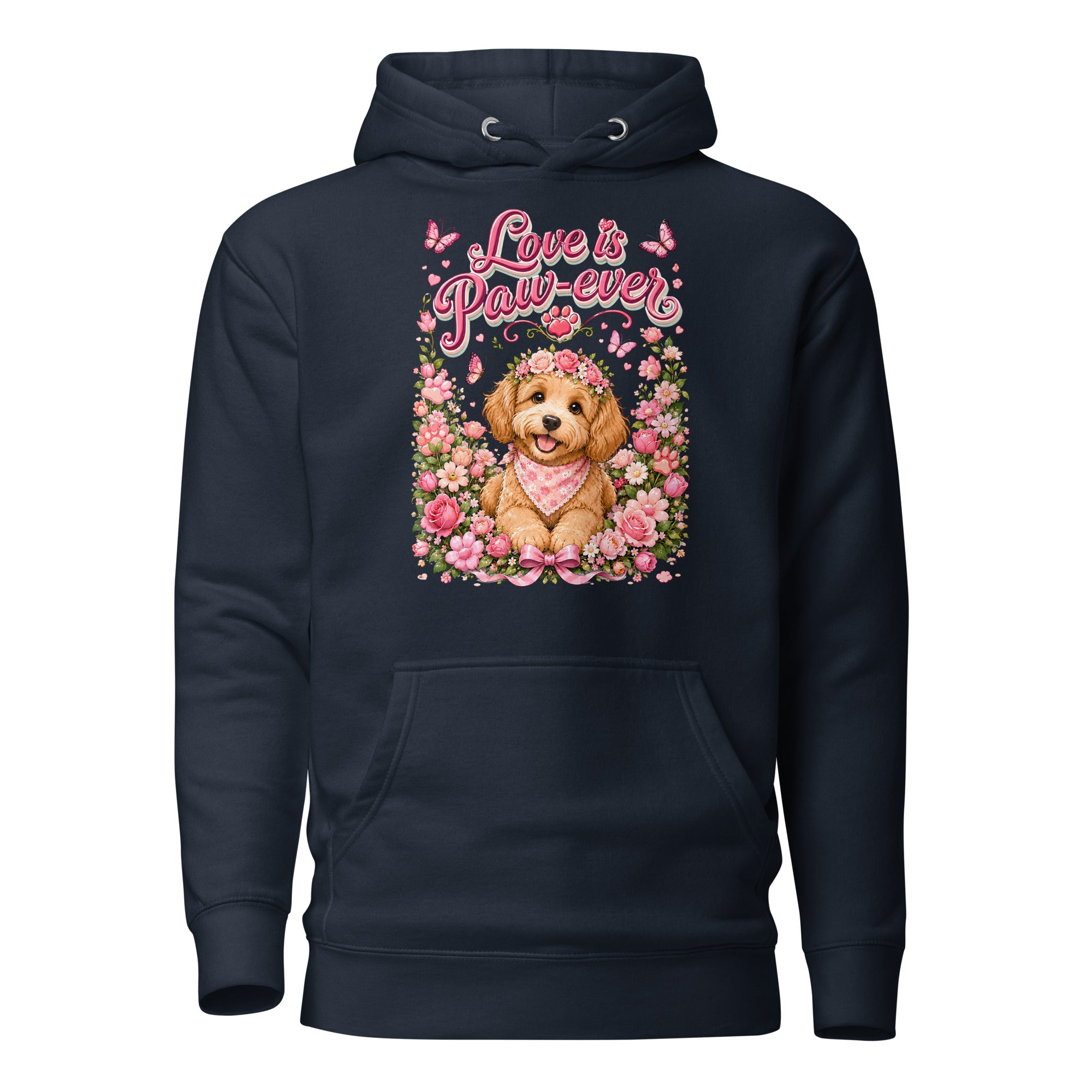 Love is Paw-ever Golden Puppy Floral Unisex Hoodie - Cute Dog Lover Aesthetic Pullover by printfluence.net