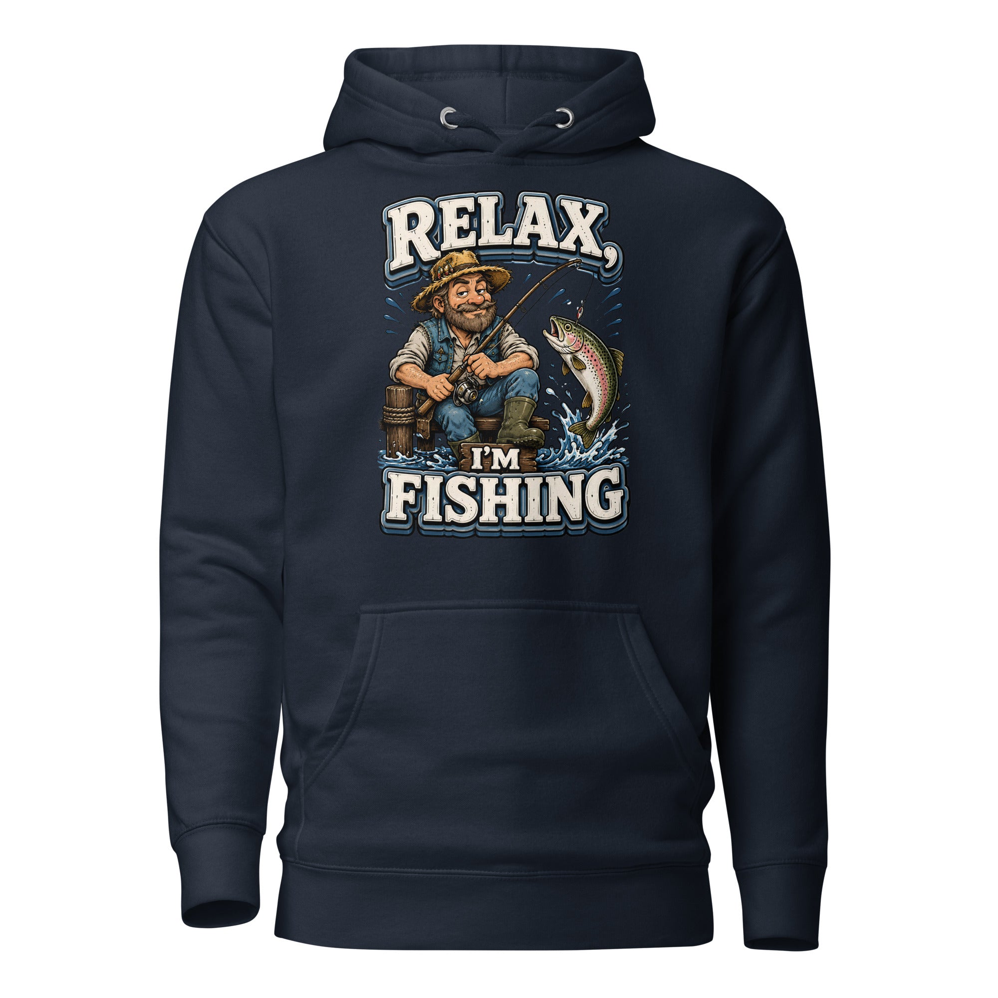 Relax I'm Fishing Hoodie - Cozy Vintage Trout Bass Fishing Lovers Graphic Pullover by printfluence.net