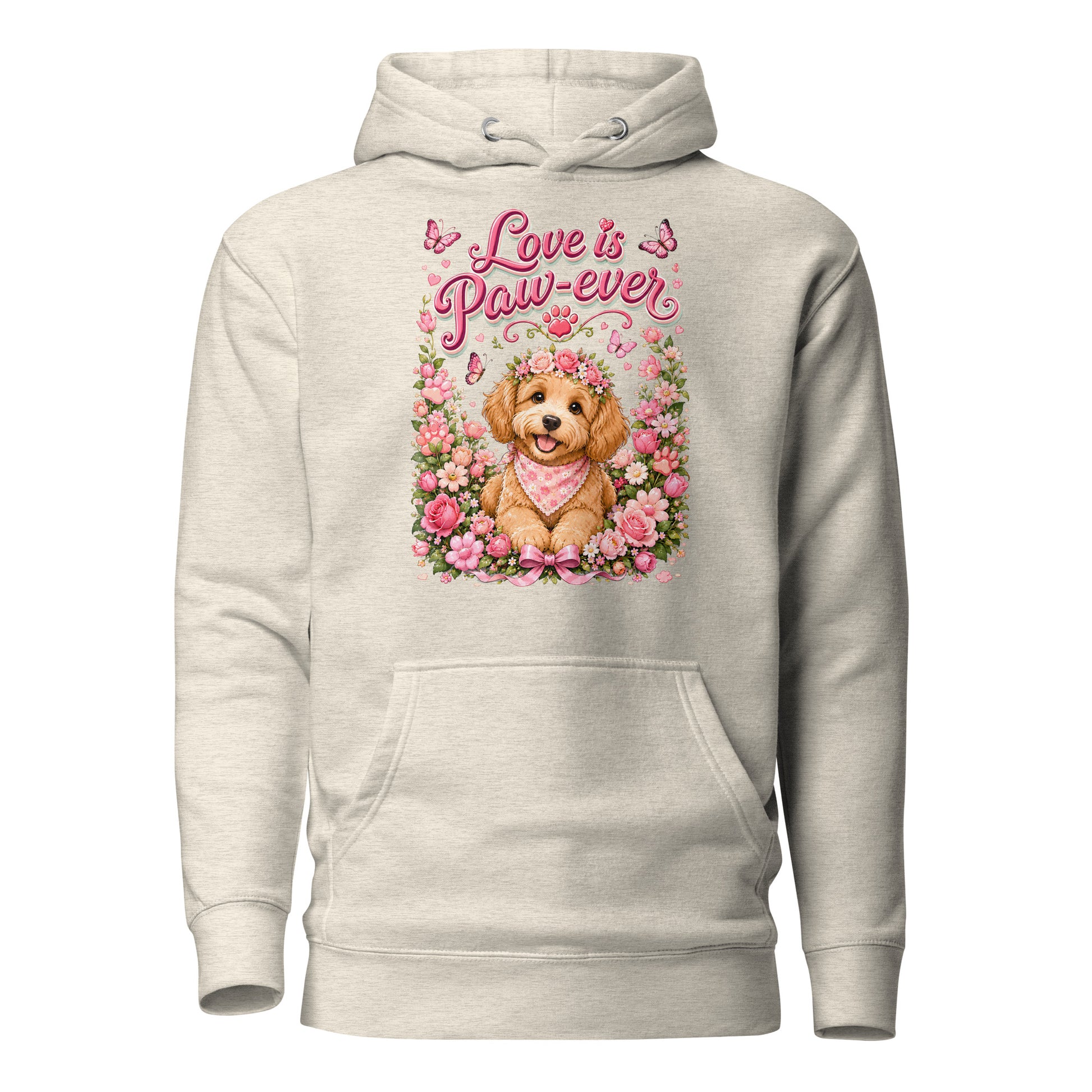 Love is Paw-ever Golden Puppy Floral Unisex Hoodie - Cute Dog Lover Aesthetic Pullover by printfluence.net