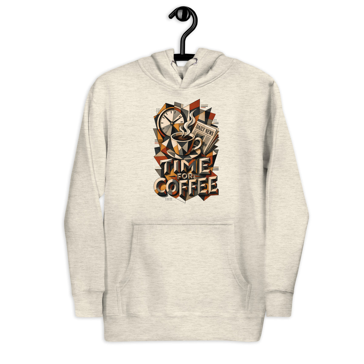 Coffee Lovers Unisex Hoodie Time For Coffee – Cubist Morning Routine Graphic Pullover by printfluence.net
