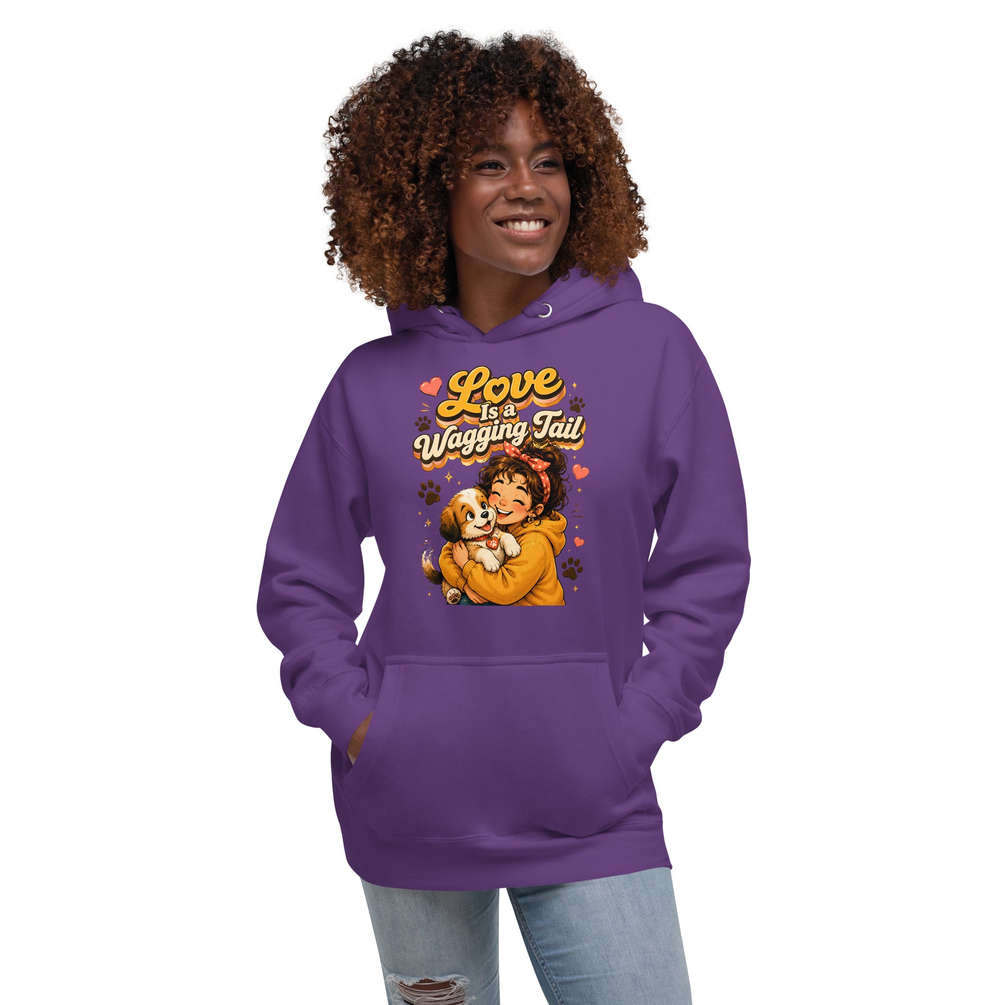 Elite Love Is a Wagging Tail - Premium Luxury Dog Lovers Unisex Hoodie by printfluence.net