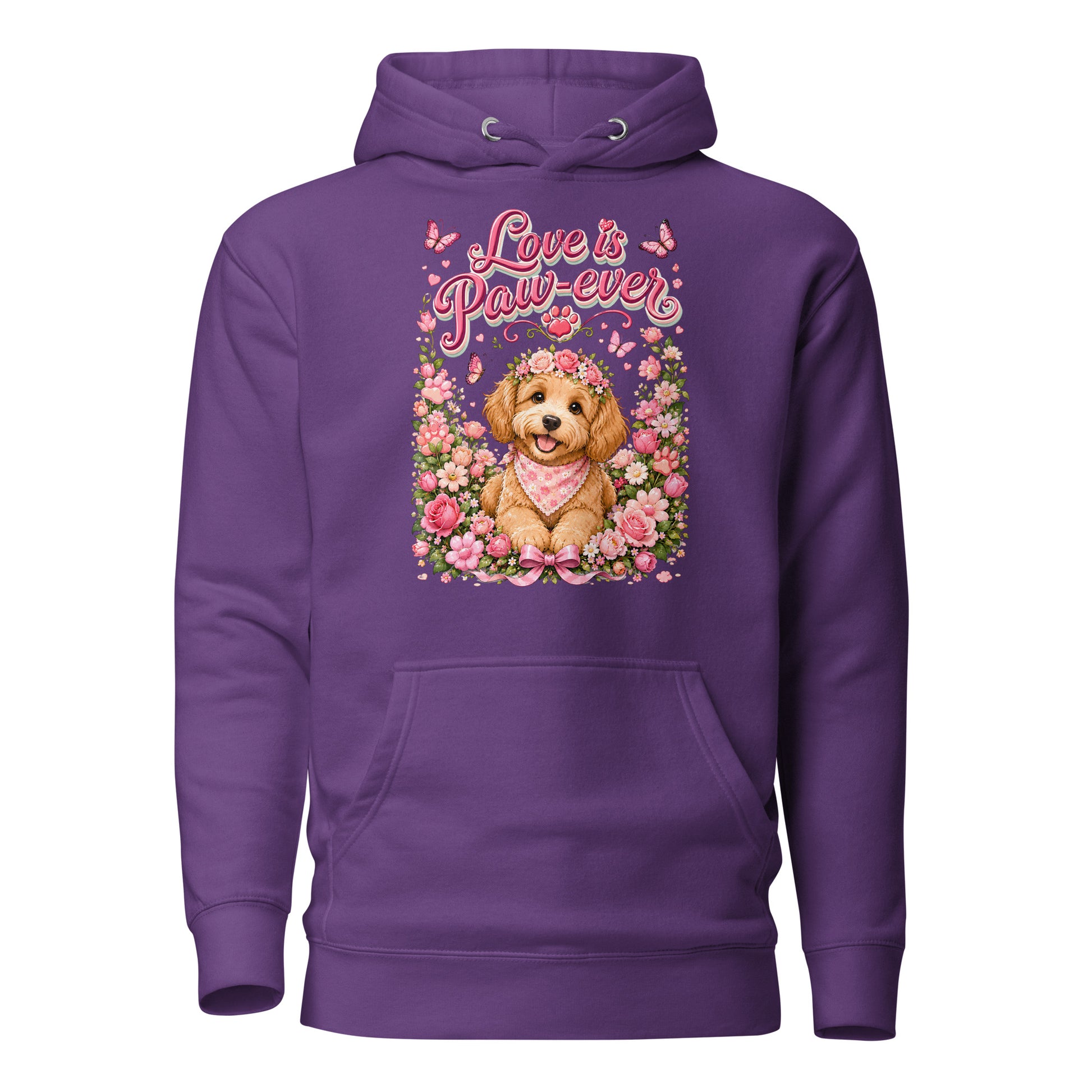 Love is Paw-ever Golden Puppy Floral Unisex Hoodie - Cute Dog Lover Aesthetic Pullover by printfluence.net