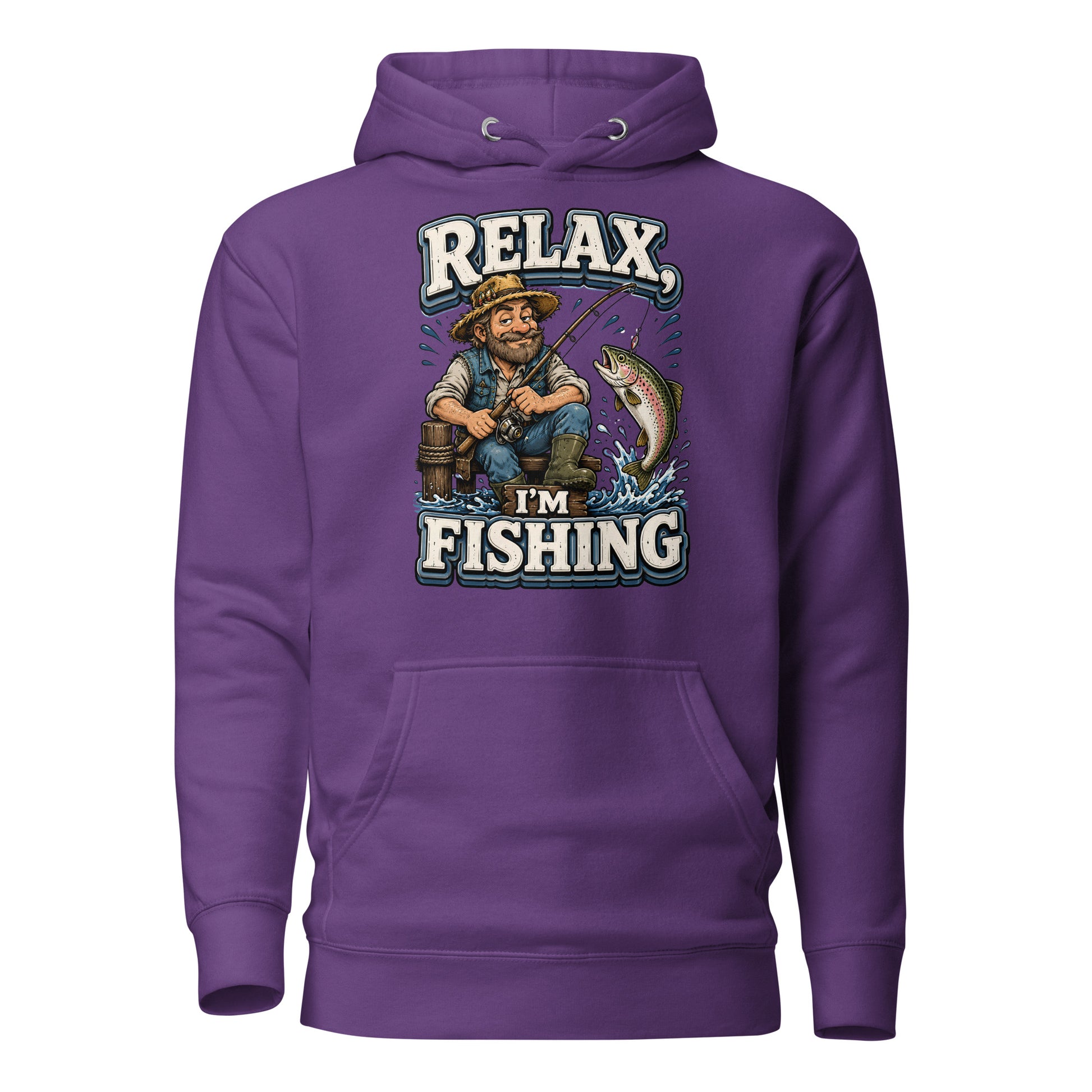 Relax I'm Fishing Hoodie - Cozy Vintage Trout Bass Fishing Lovers Graphic Pullover by printfluence.net