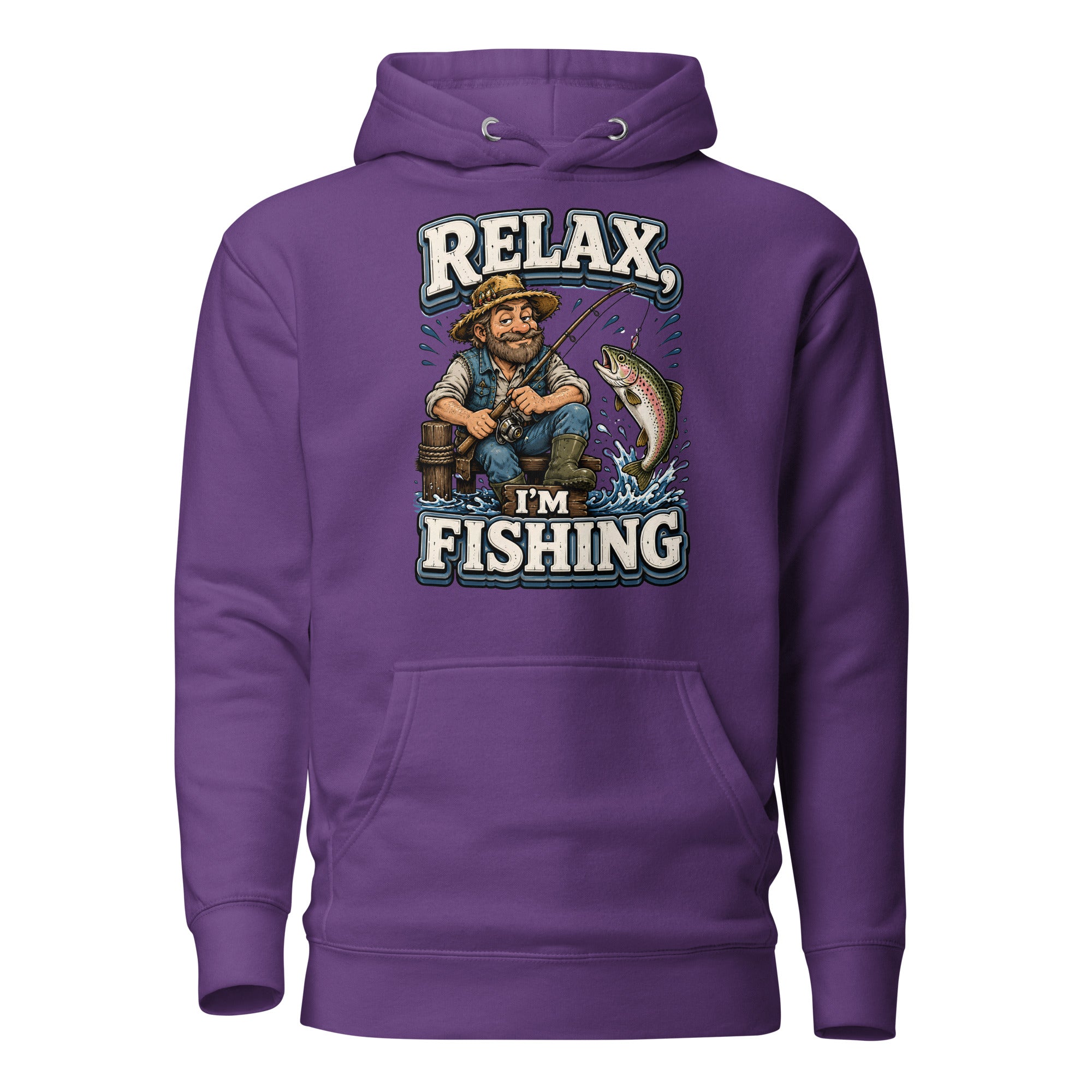 Relax I'm Fishing Hoodie - Cozy Vintage Trout Bass Fishing Lovers Graphic Pullover by printfluence.net