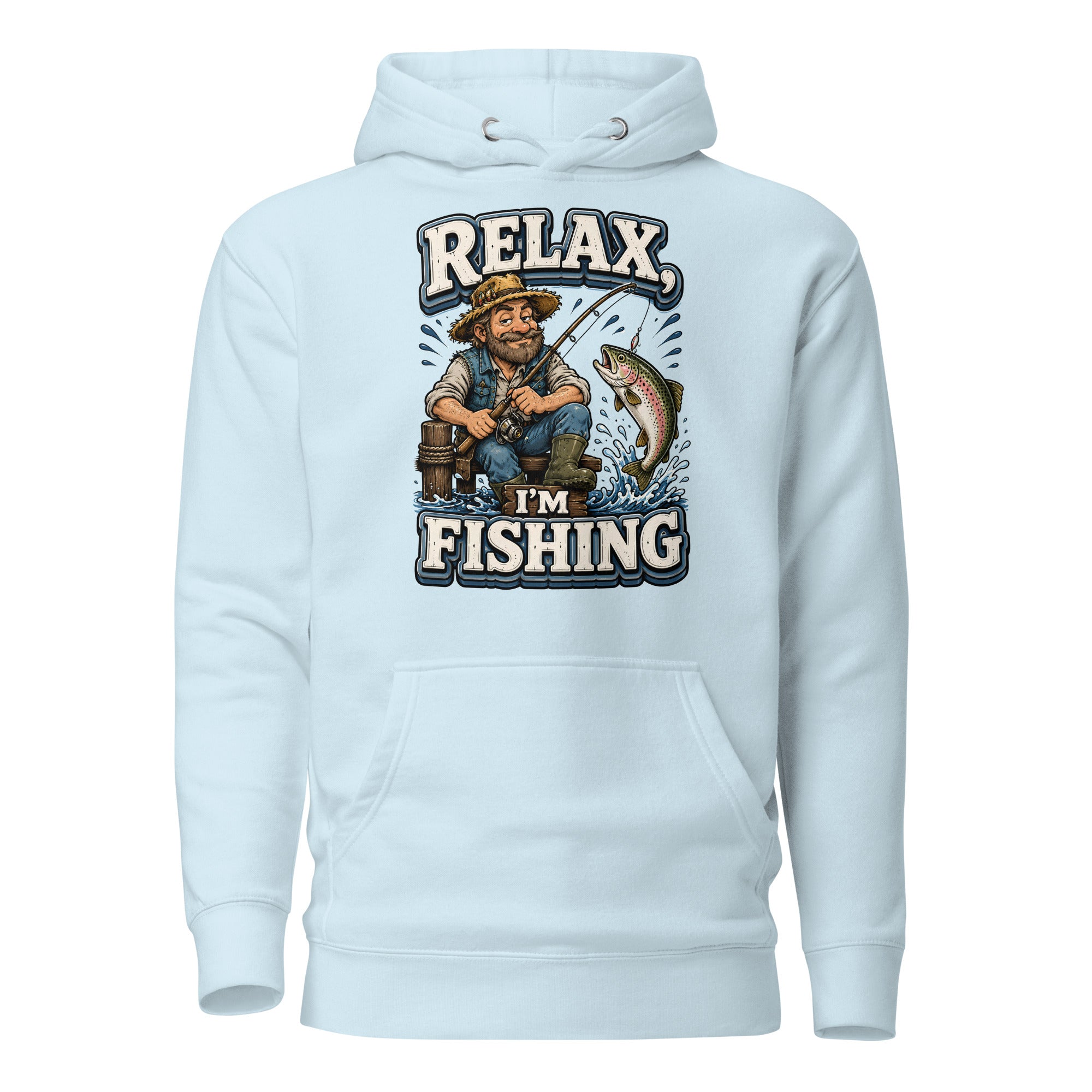 Relax I'm Fishing Hoodie - Cozy Vintage Trout Bass Fishing Lovers Graphic Pullover by printfluence.net