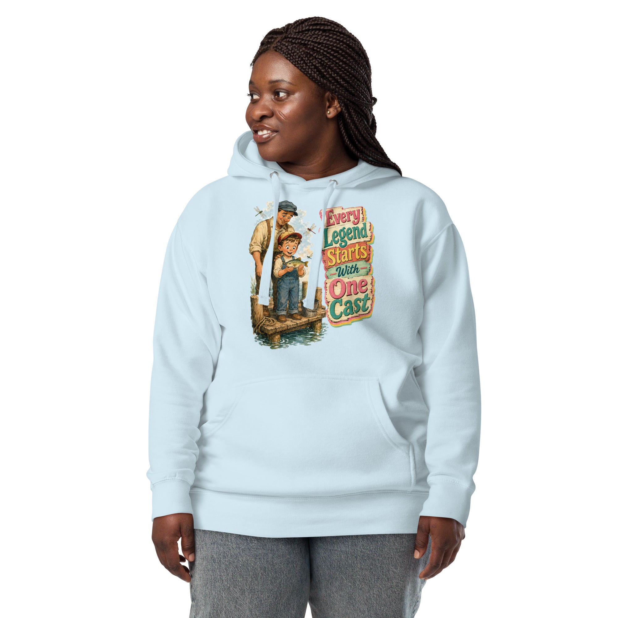 Fishing Lovers | Unisex Premium Pullover Hoodie - Every Legend Starts With One Cast by printfluence