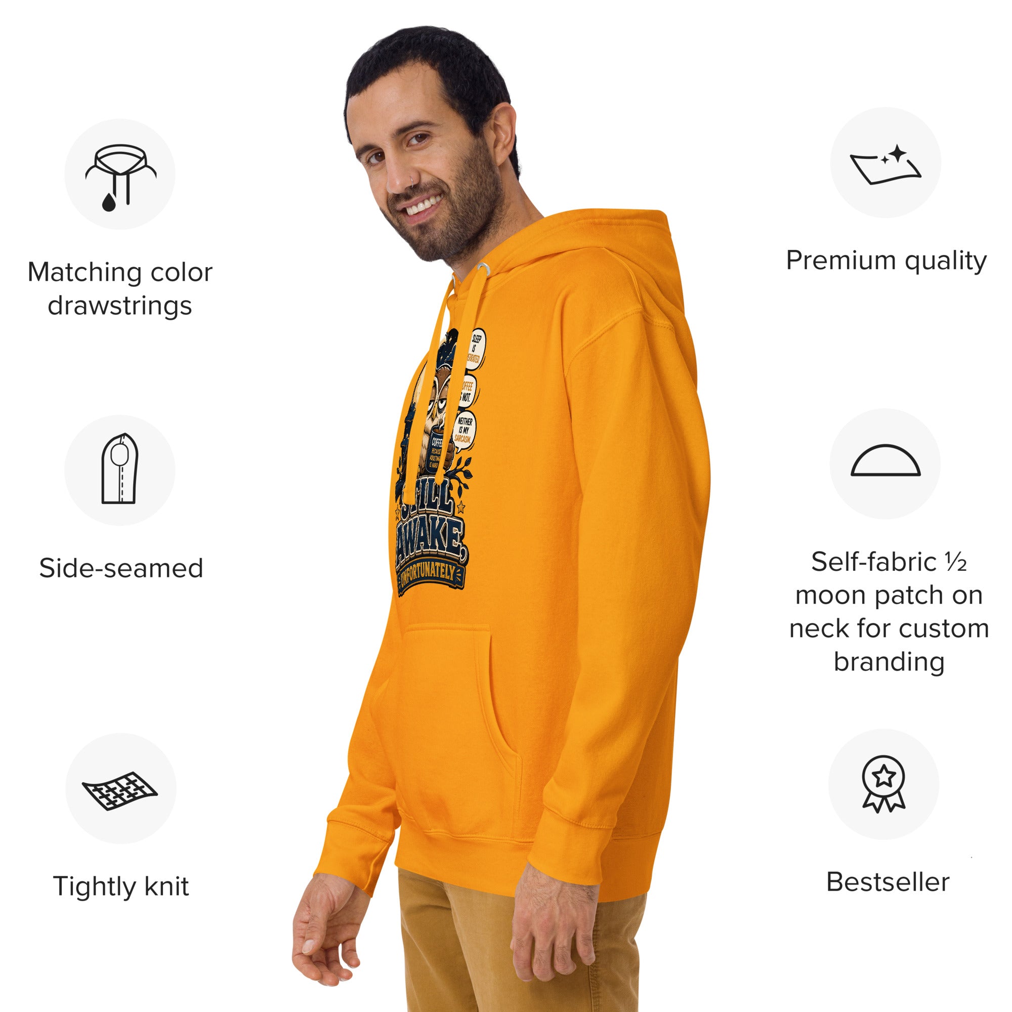 Coffee Lovers Unisex Classic Hoodie - Still Awake, Unfortunately! by printfluence.net