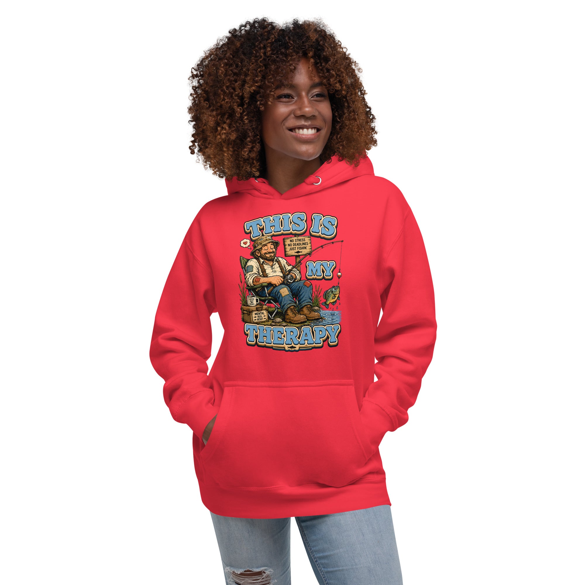 Fishing Is My Therapy - Ultimate Relaxation Unisex Hoodie by printfluence.net