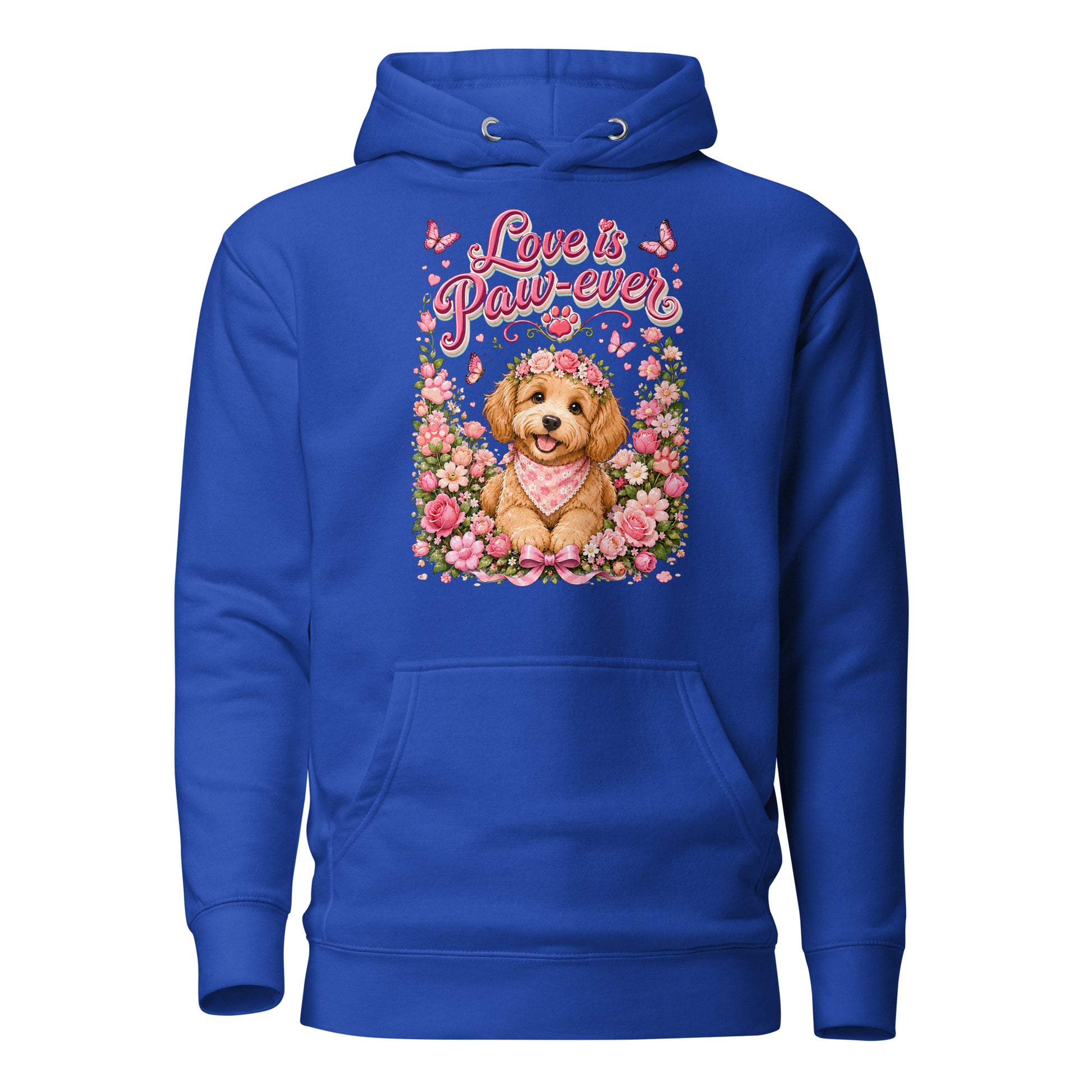 Love is Paw-ever Golden Puppy Floral Unisex Hoodie - Cute Dog Lover Aesthetic Pullover by printfluence.net