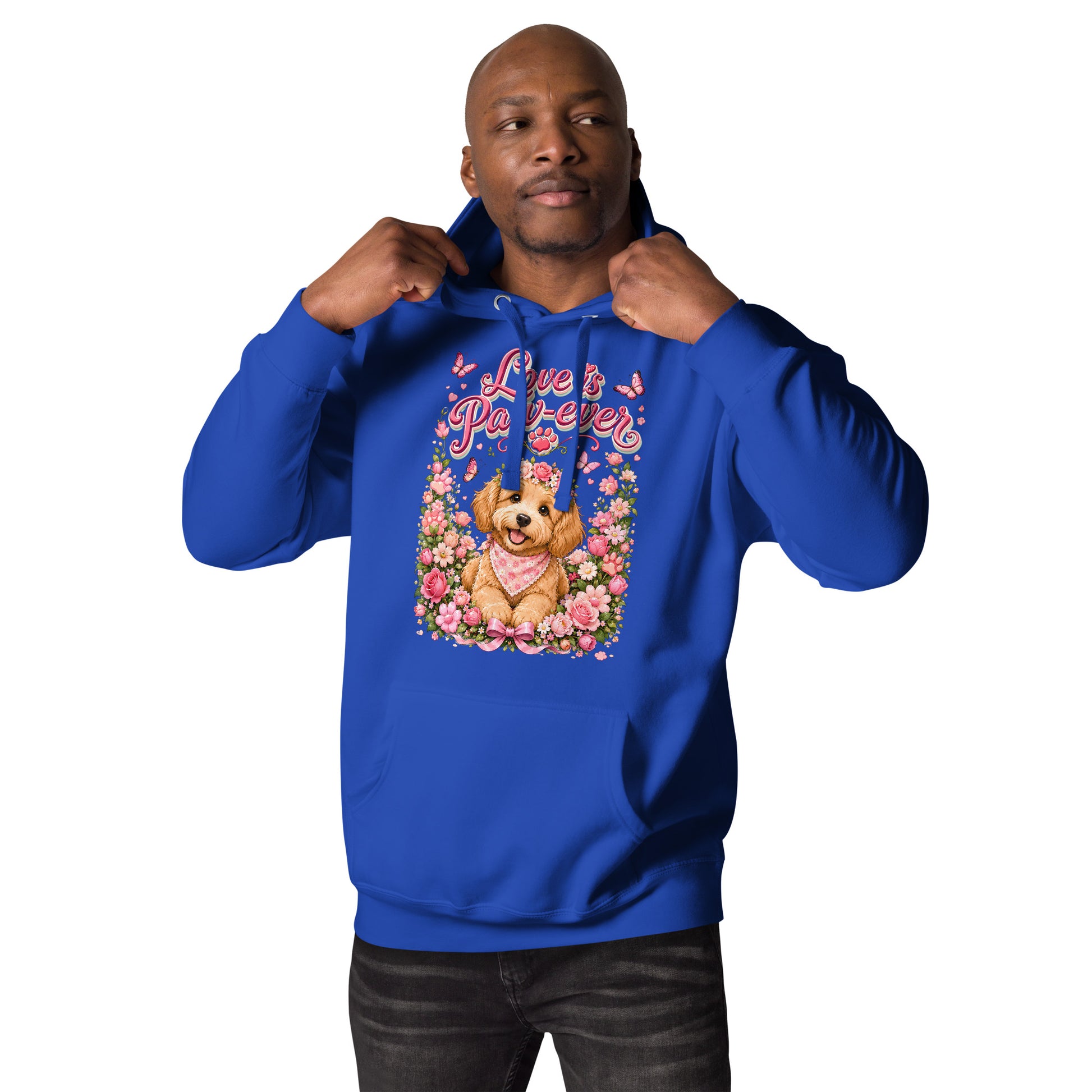 Love is Paw-ever Golden Puppy Floral Unisex Hoodie - Cute Dog Lover Aesthetic Pullover by printfluence.net