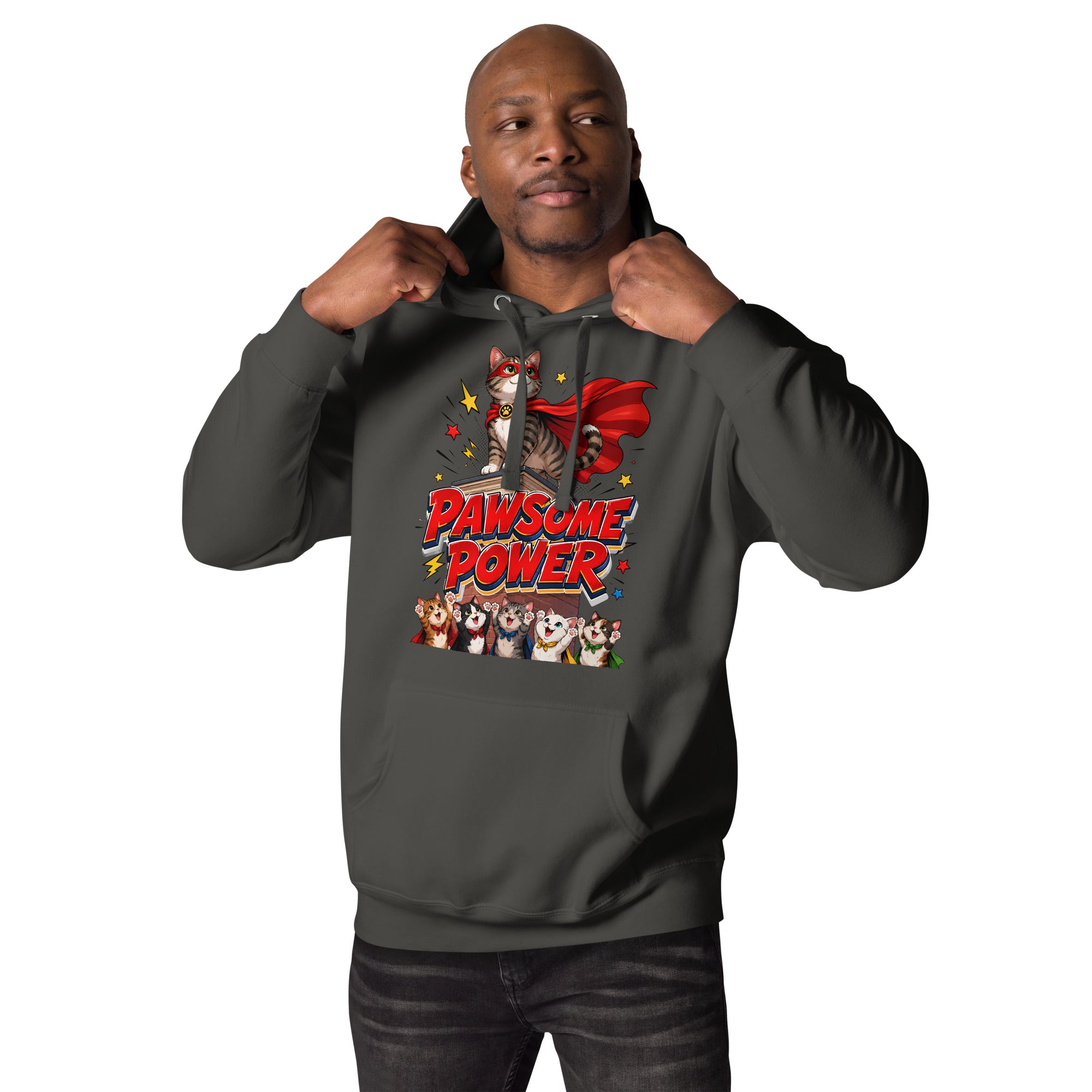 Unisex Hoodie - Elite Pawsome Power - Premium Luxury Hoodie for Cat Lovers by printfluence.net