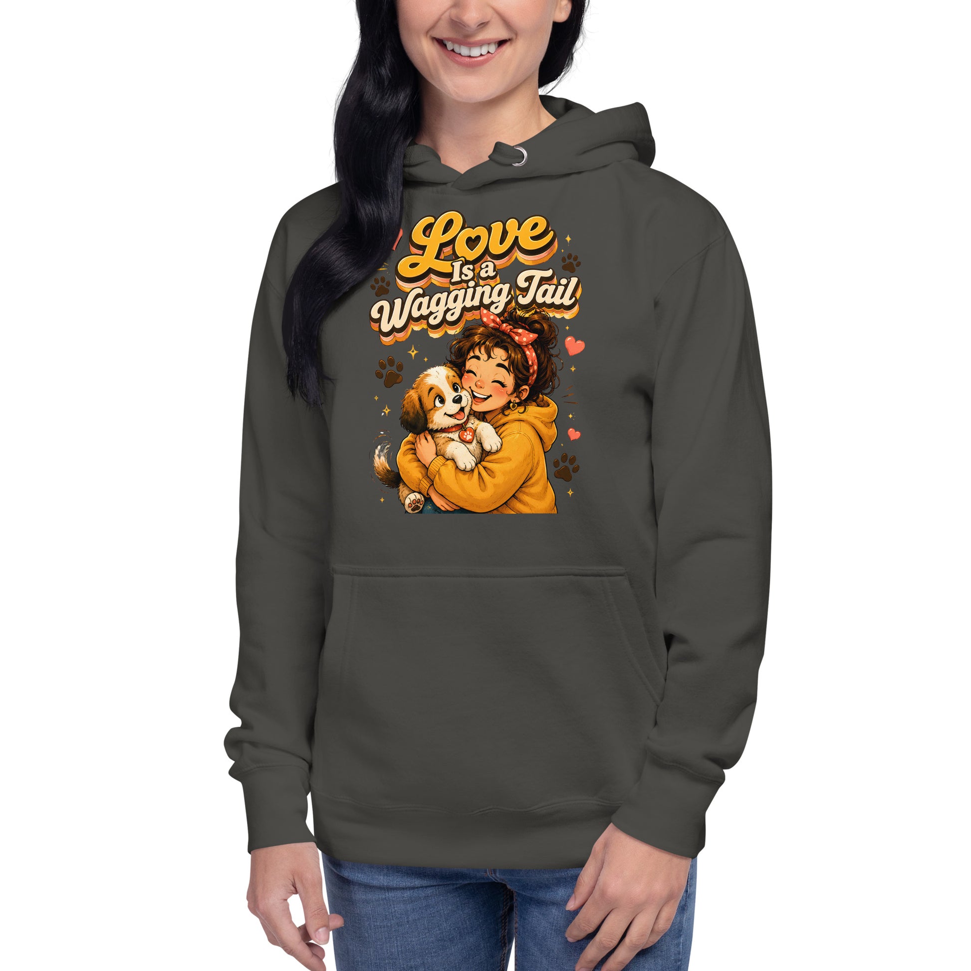 Elite Love Is a Wagging Tail - Premium Luxury Dog Lovers Unisex Hoodie by printfluence.net