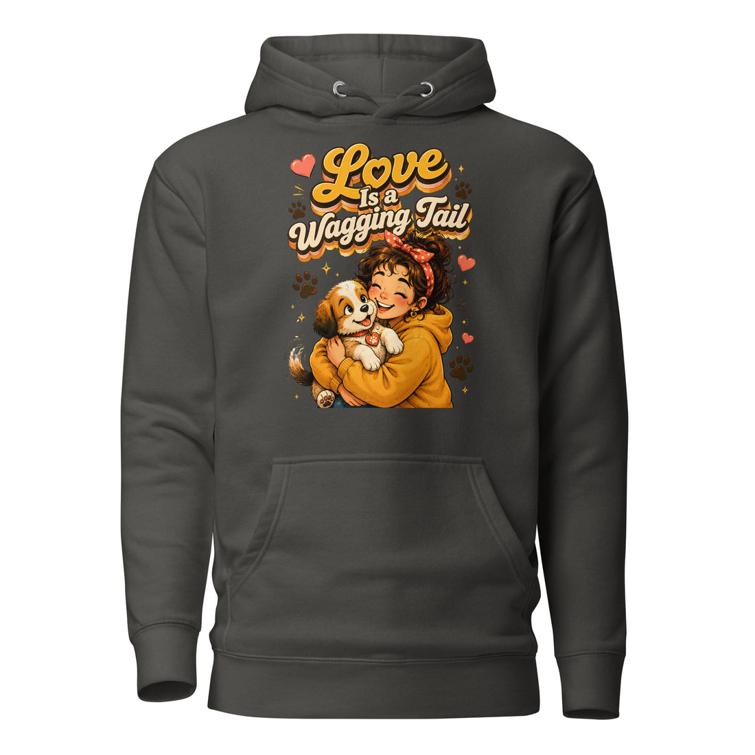 Elite Love Is a Wagging Tail - Premium Luxury Dog Lovers Unisex Hoodie by printfluence.net