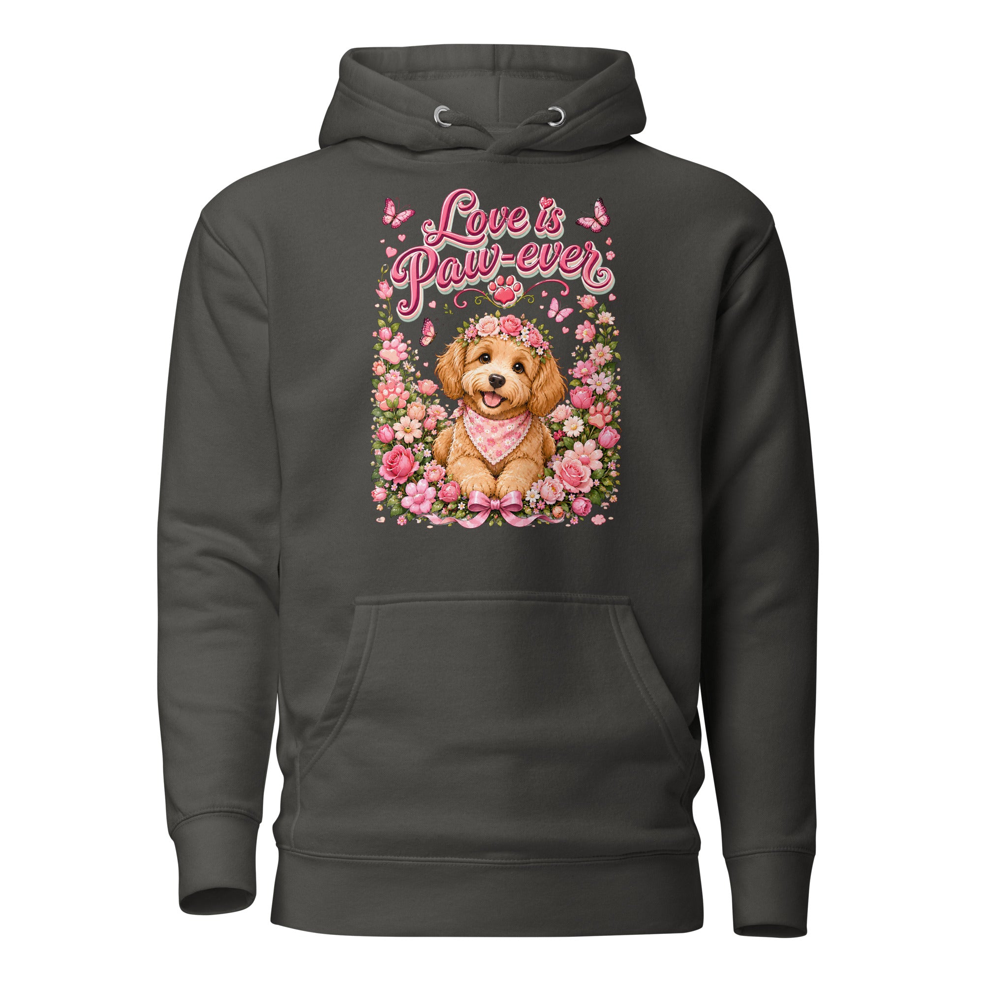 Love is Paw-ever Golden Puppy Floral Unisex Hoodie - Cute Dog Lover Aesthetic Pullover by printfluence.net