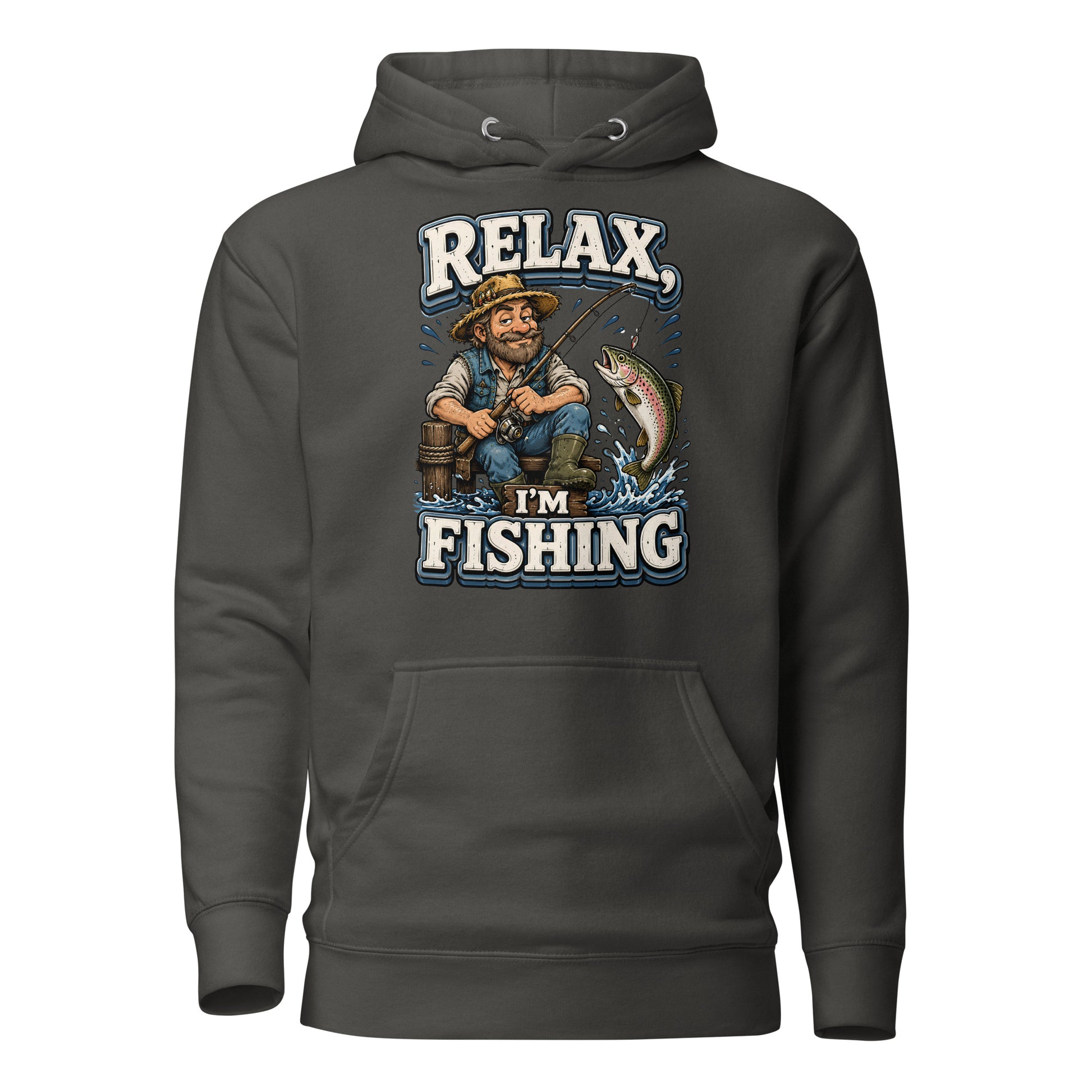 Relax I'm Fishing Hoodie - Cozy Vintage Trout Bass Fishing Lovers Graphic Pullover by printfluence.net