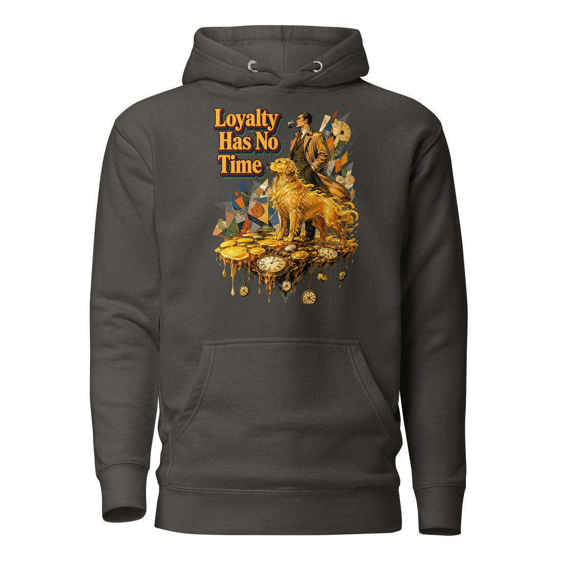 Golden Retriever Lovers Unisex Premium Pullover Hoodie — "Loyalty Has No Time" Detective and Golden Dog Design by printfluence.net