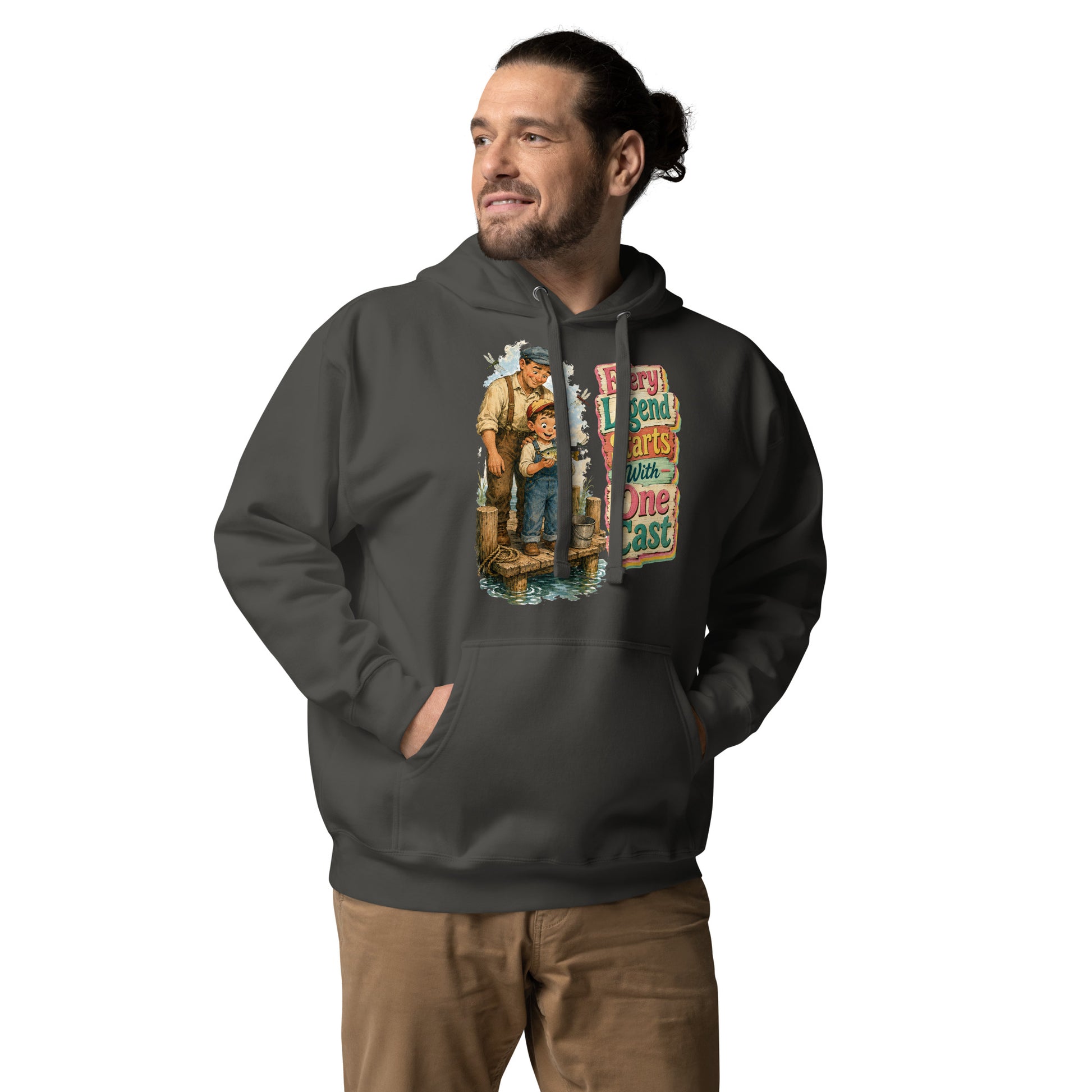 Fishing Lovers | Unisex Premium Pullover Hoodie - Every Legend Starts With One Cast by printfluence