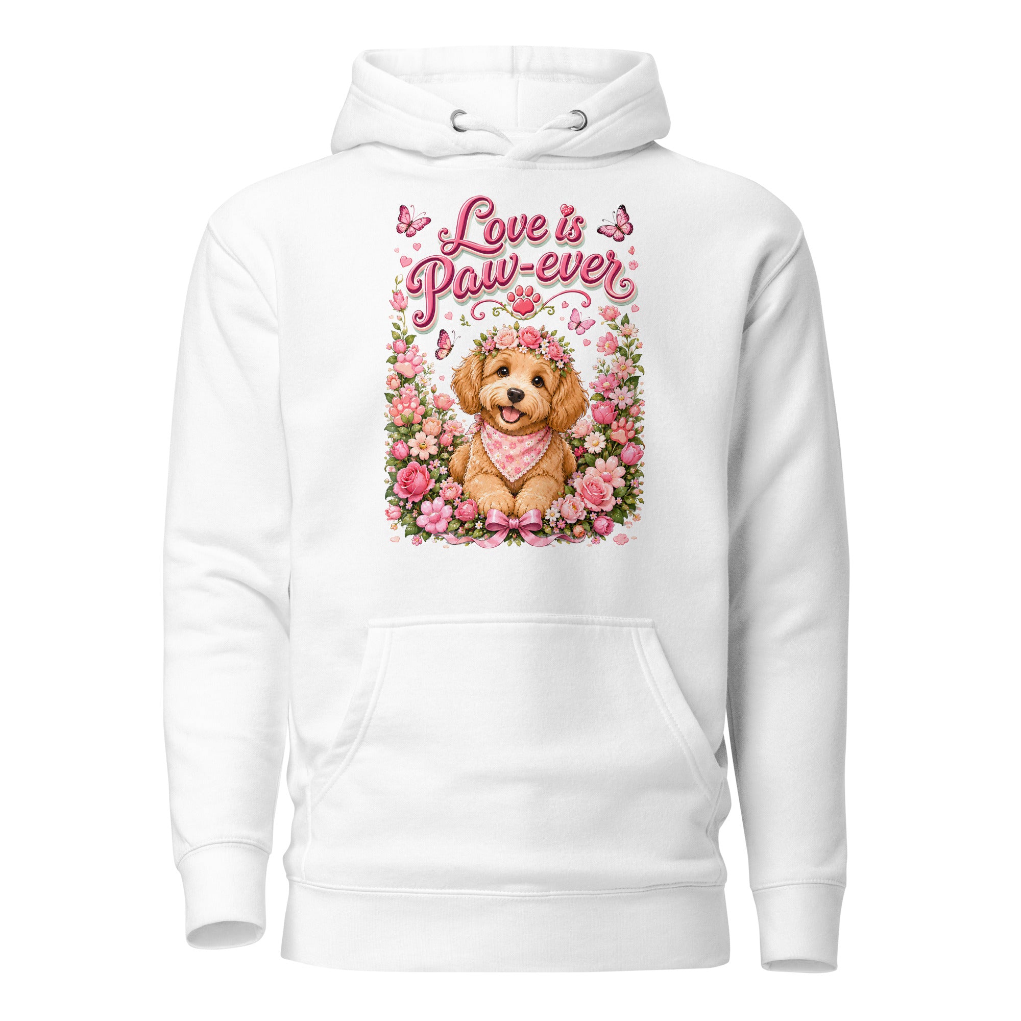 Love is Paw-ever Golden Puppy Floral Unisex Hoodie - Cute Dog Lover Aesthetic Pullover by printfluence.net