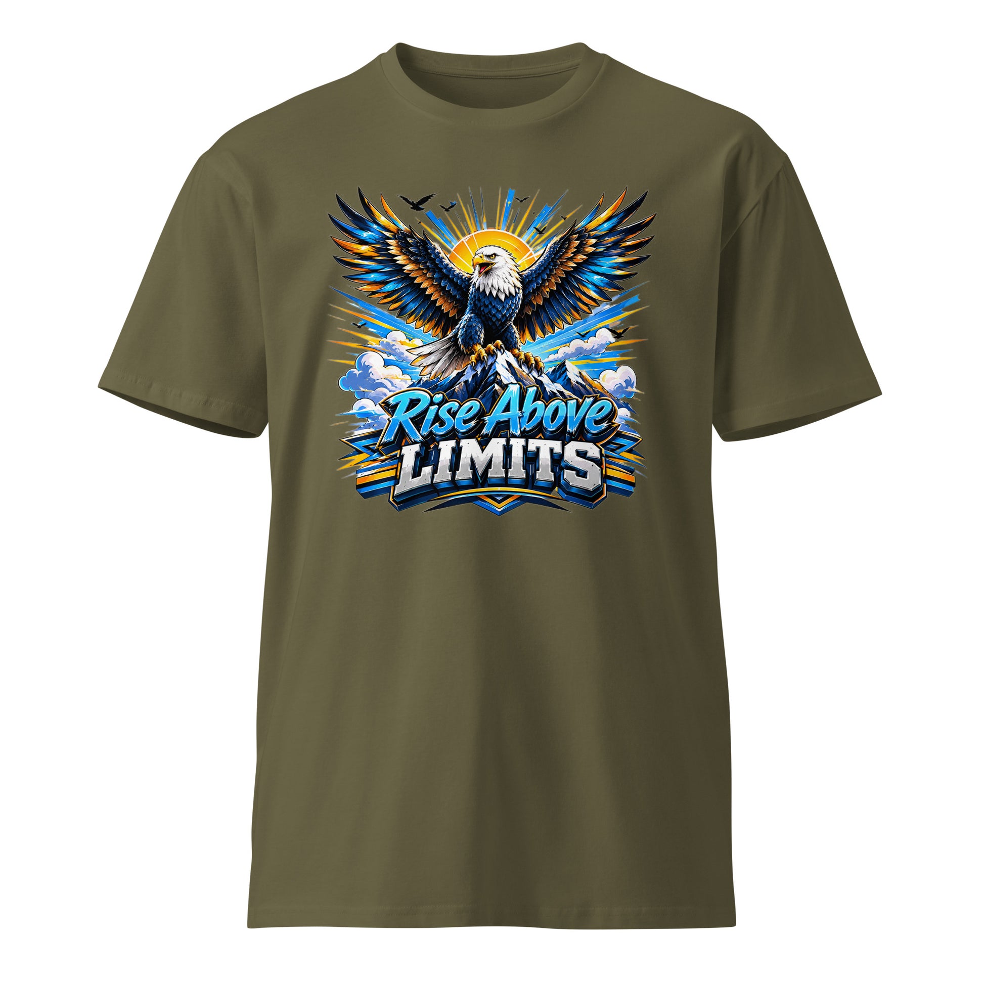 Unisex premium t-shirt - Rise Above Limits - Majestic Mountain Eagle by printfluence.net