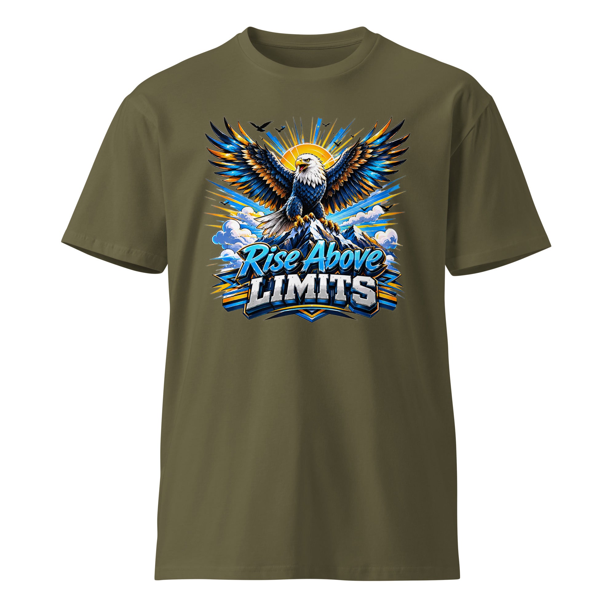 Unisex premium t-shirt - Rise Above Limits - Majestic Mountain Eagle by printfluence.net