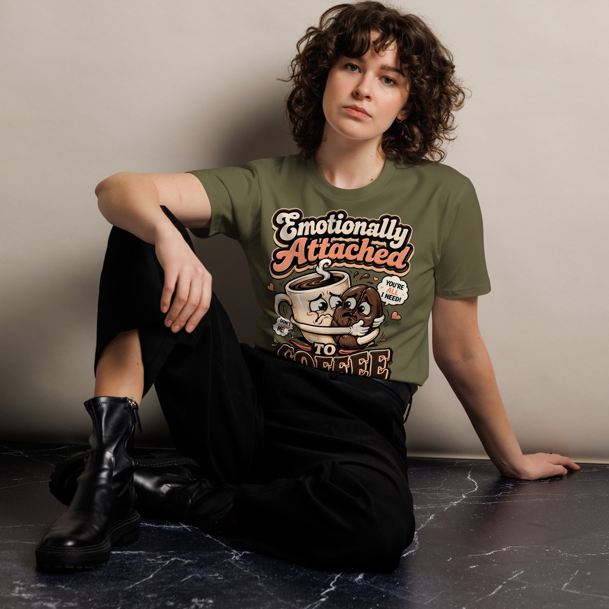 Coffee Lovers Unisex Premium Tee - Emotionally Attached To Coffee! by printfluence.net