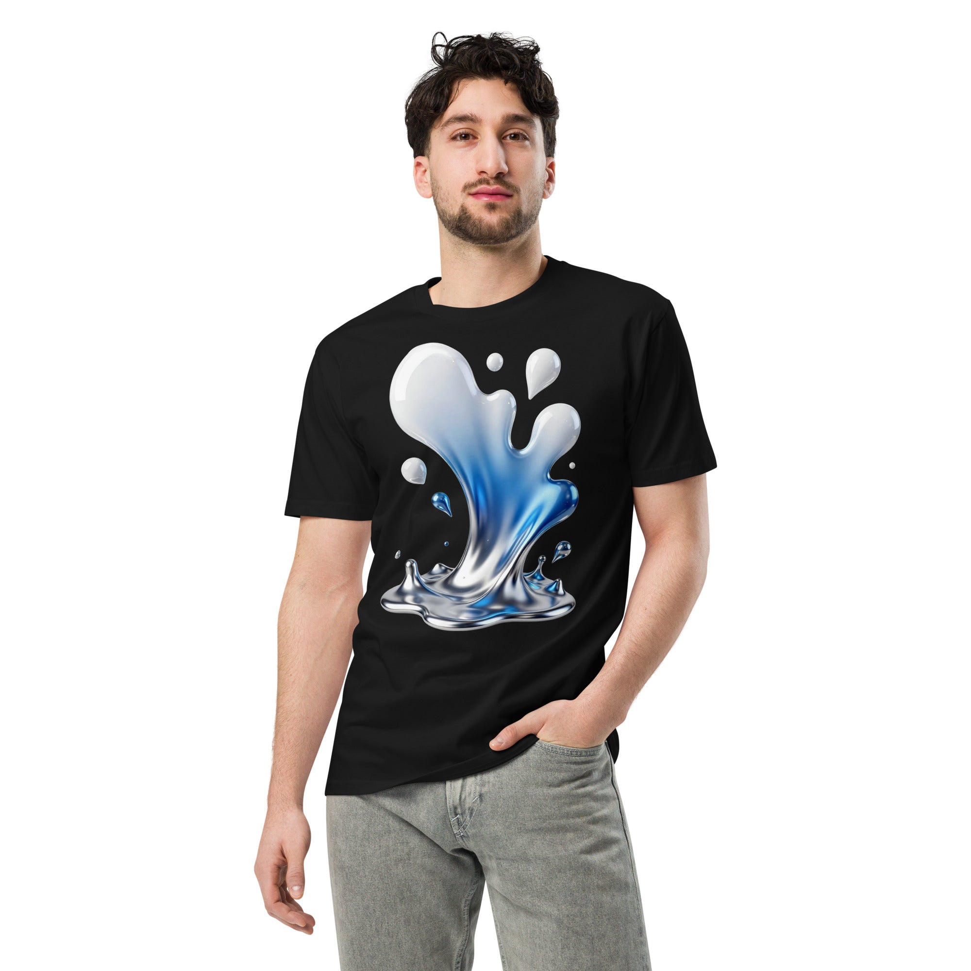 Unisex premium t-shirt - Liquid Silver Splash T-Shirt – Unisex Premium Drip Effect Tee by printfluence.net