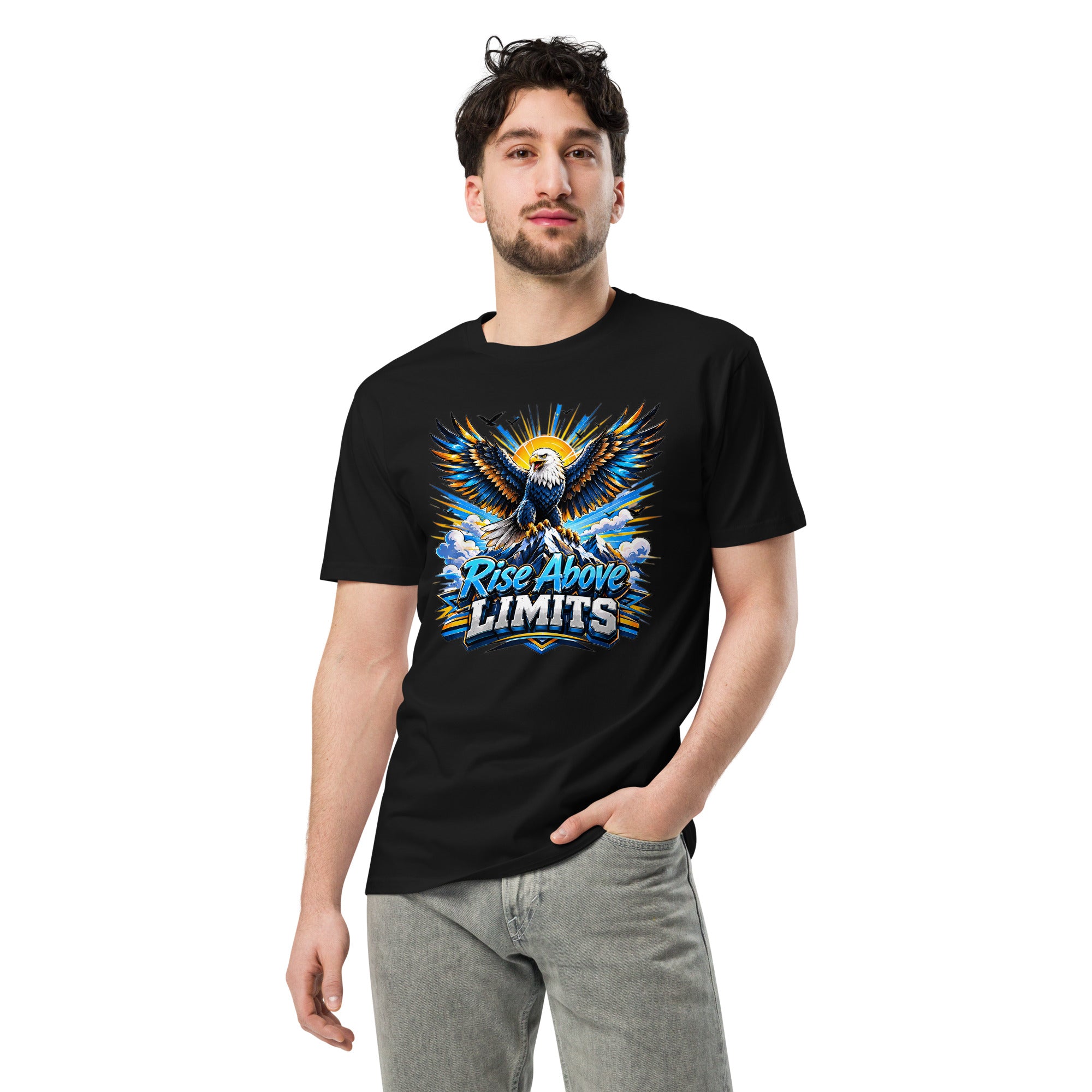 Unisex premium t-shirt - Rise Above Limits - Majestic Mountain Eagle by printfluence.net