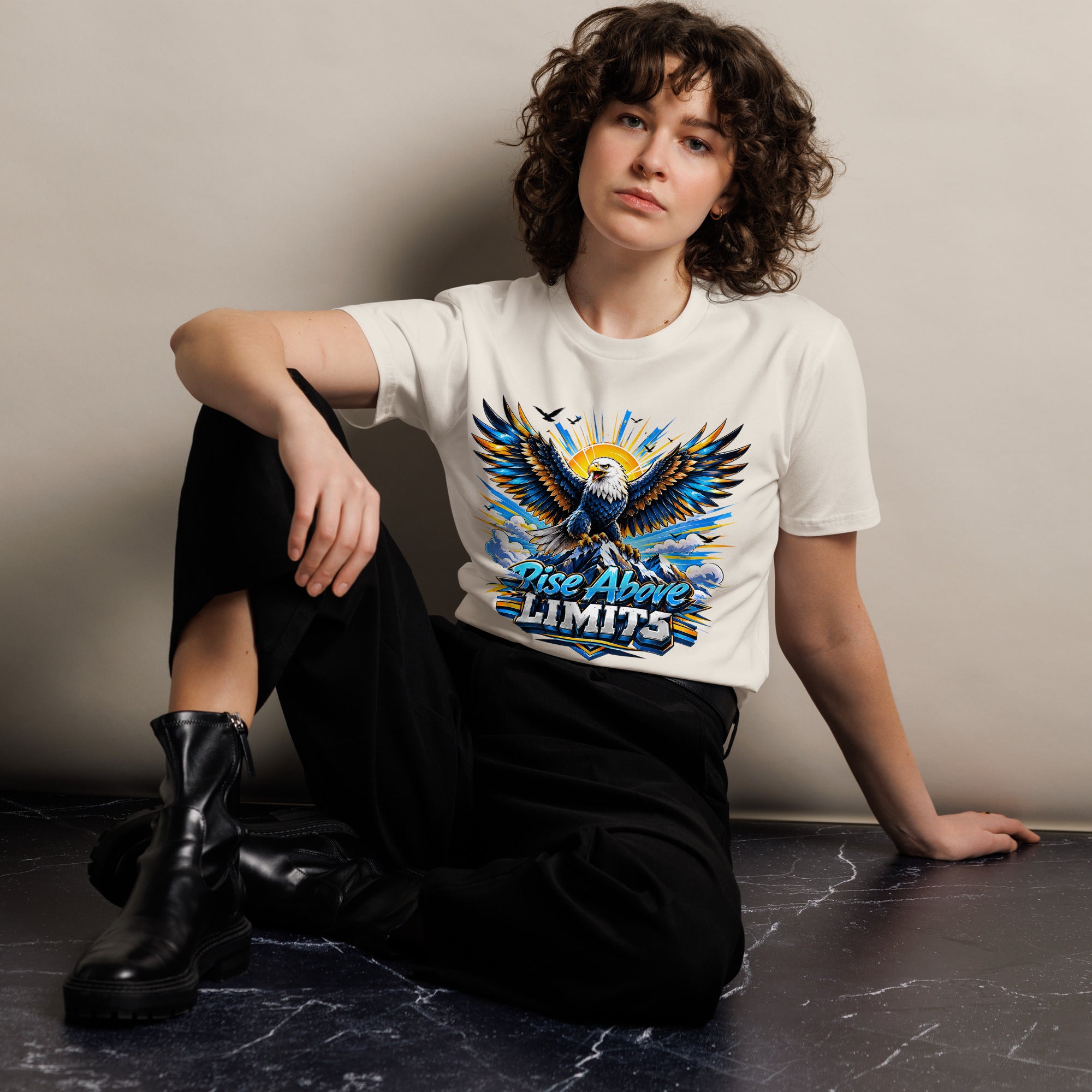 Unisex premium t-shirt - Rise Above Limits - Majestic Mountain Eagle by printfluence.net