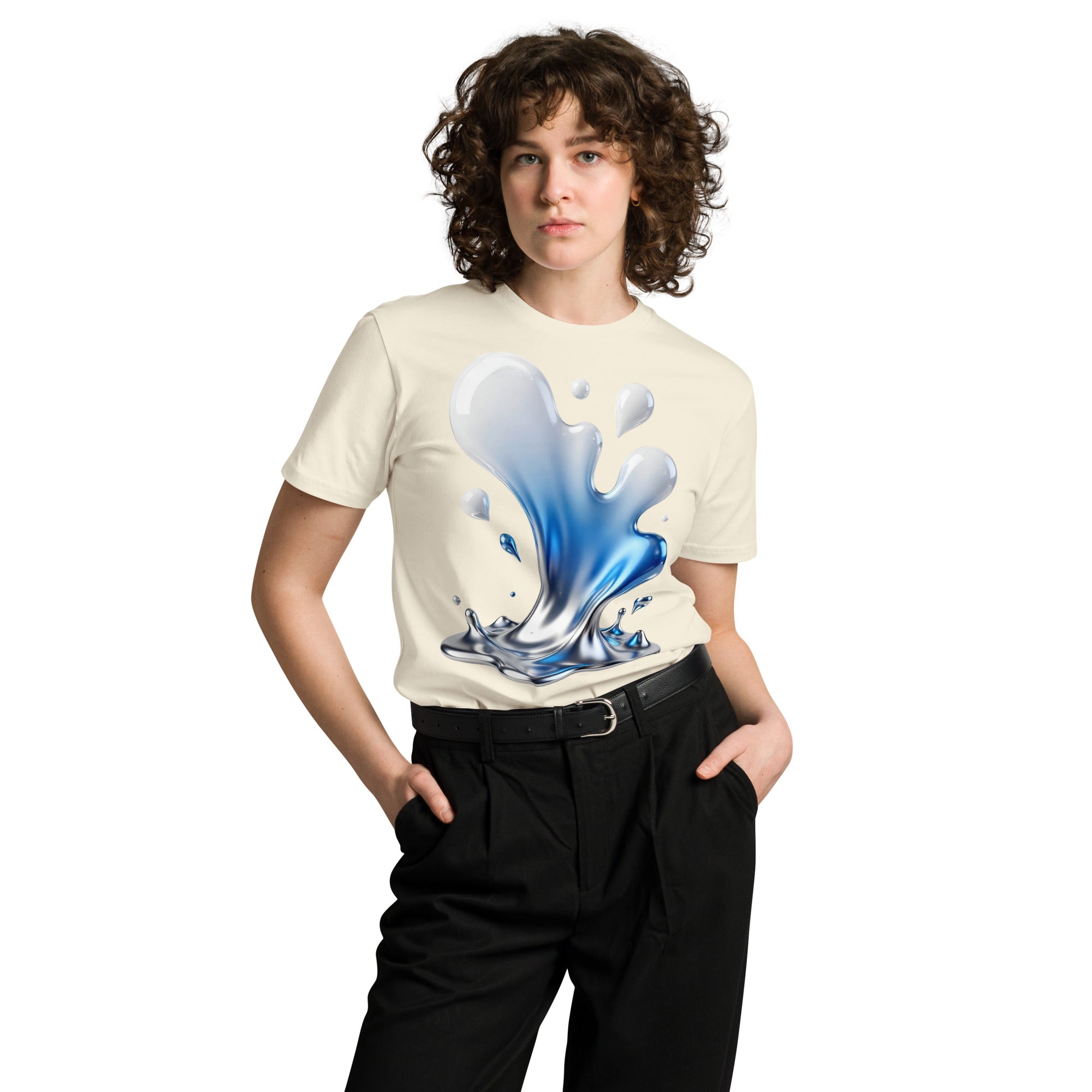 Unisex premium t-shirt - Liquid Silver Splash T-Shirt – Unisex Premium Drip Effect Tee by printfluence.net