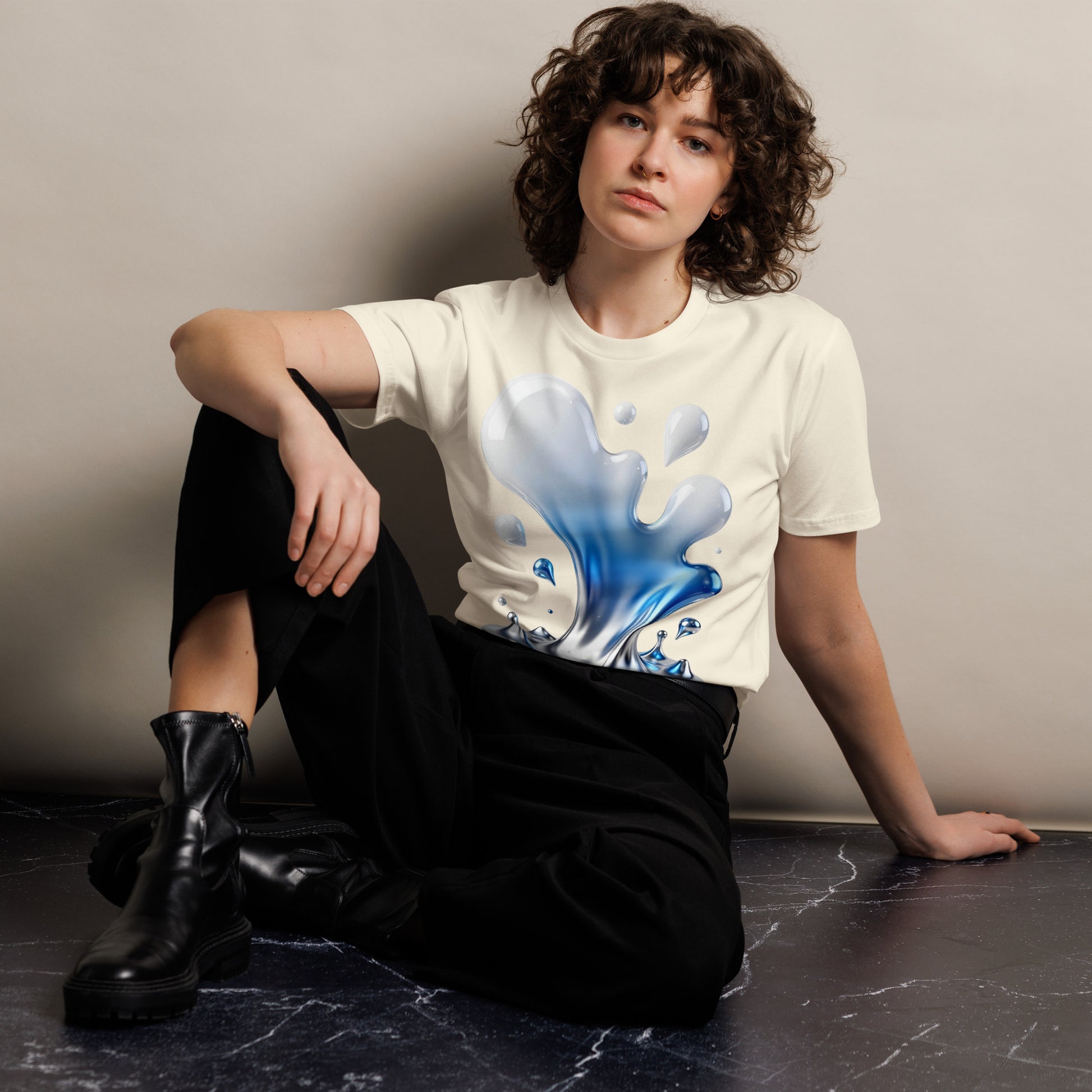 Unisex premium t-shirt - Liquid Silver Splash T-Shirt – Unisex Premium Drip Effect Tee by printfluence.net