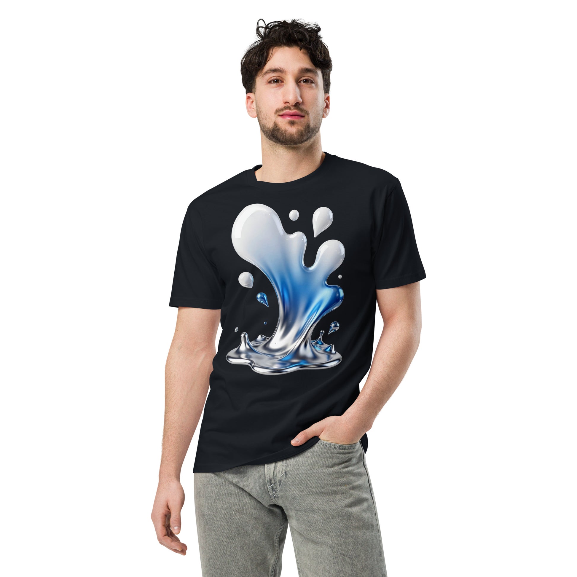Unisex premium t-shirt - Liquid Silver Splash T-Shirt – Unisex Premium Drip Effect Tee by printfluence.net