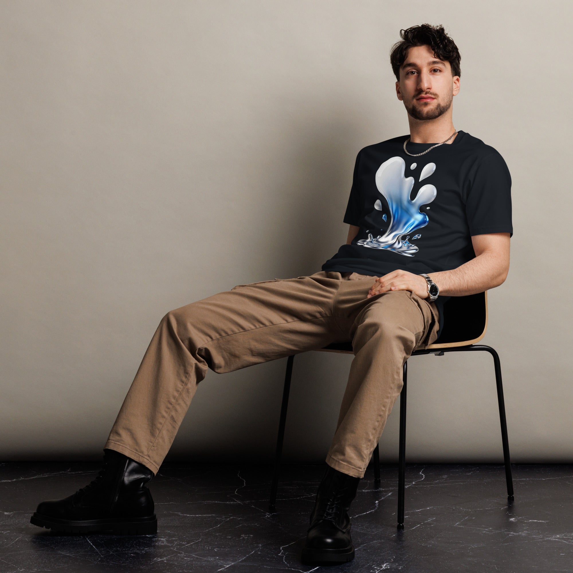 Unisex premium t-shirt - Liquid Silver Splash T-Shirt – Unisex Premium Drip Effect Tee by printfluence.net