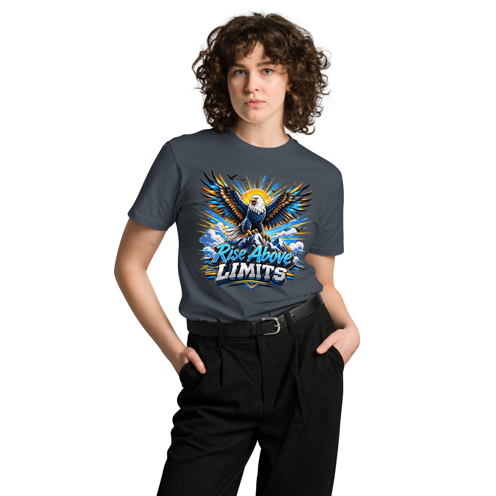 Unisex premium t-shirt - Rise Above Limits - Majestic Mountain Eagle by printfluence.net