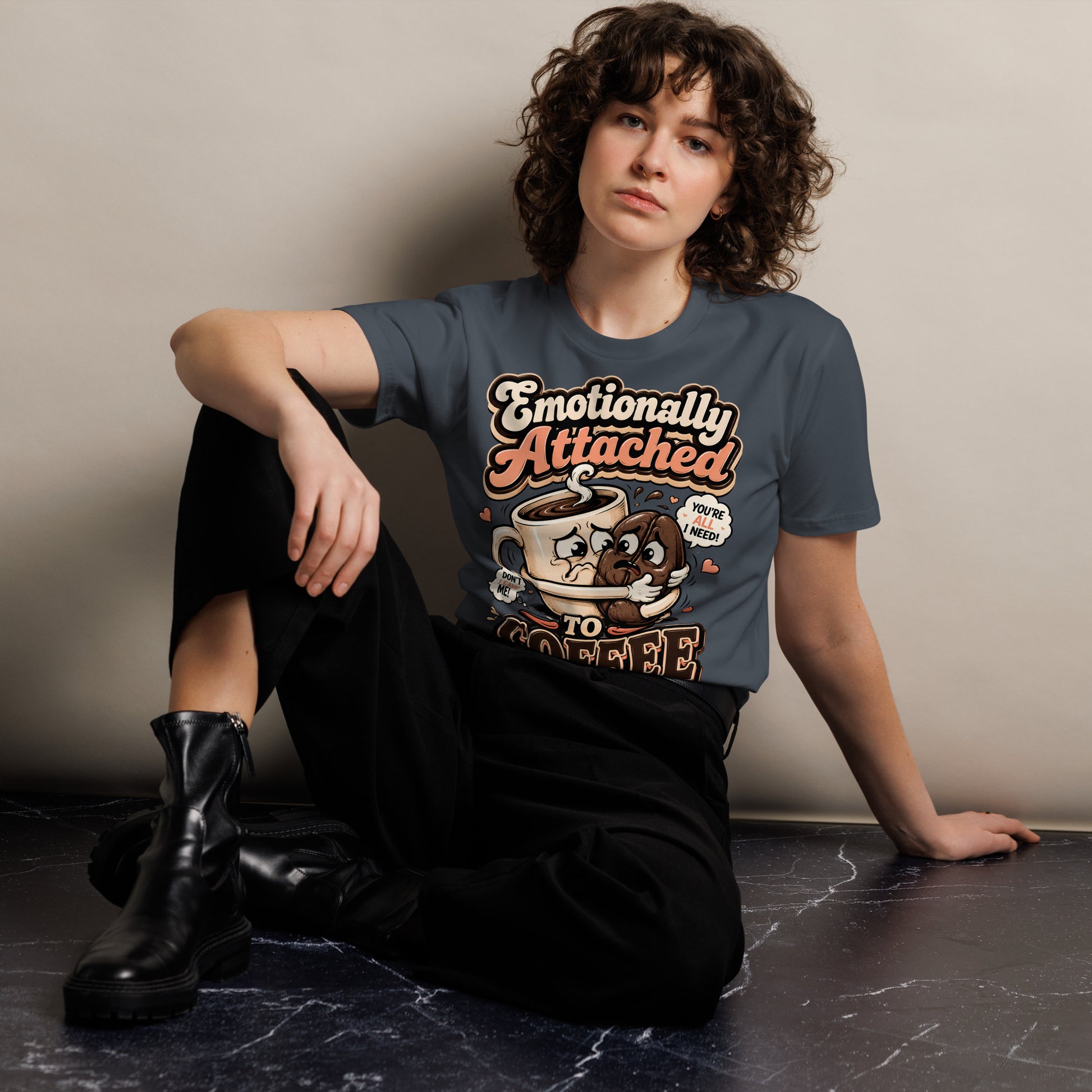 Coffee Lovers Unisex Premium Tee - Emotionally Attached To Coffee! by printfluence.net