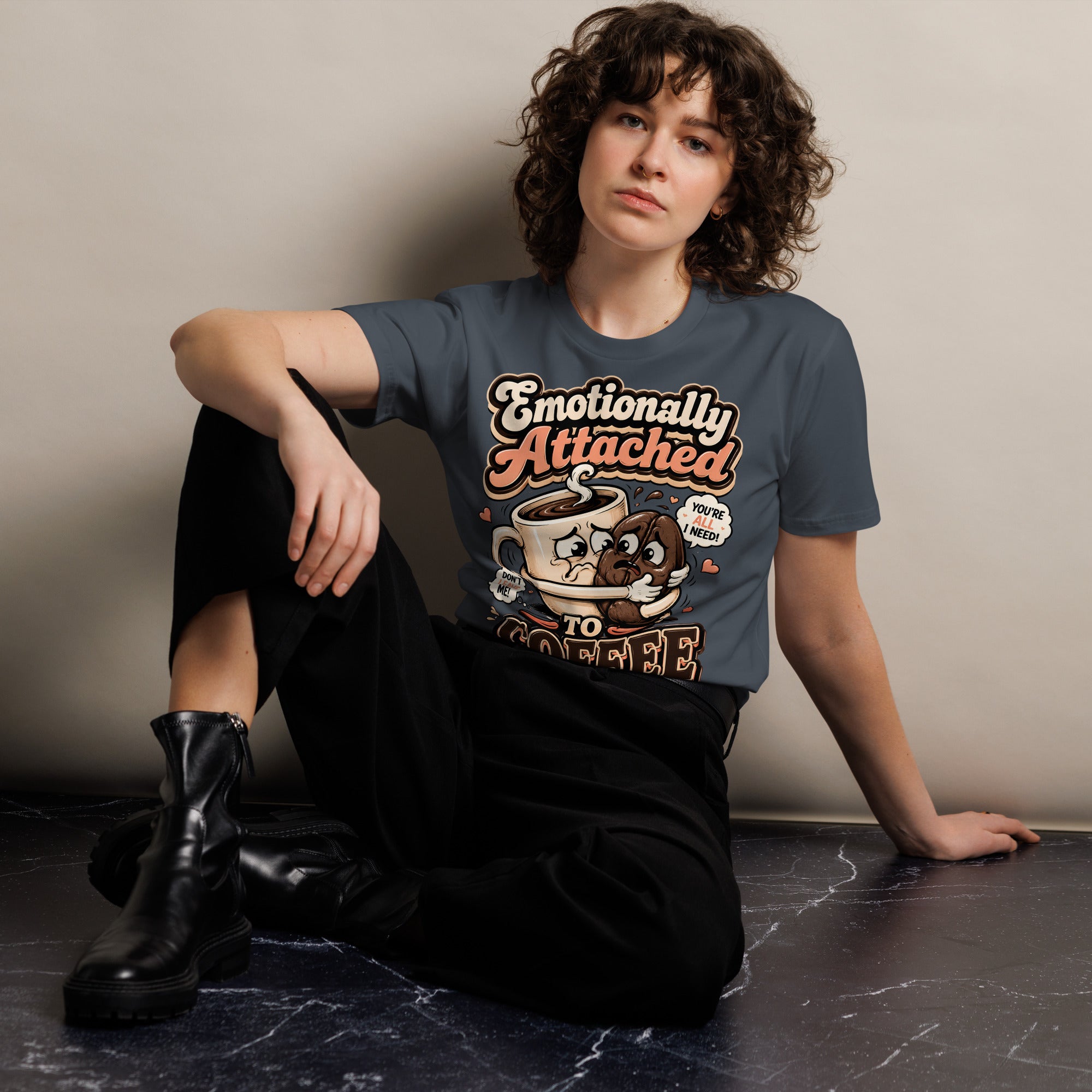 Coffee Lovers Unisex Premium Tee - Emotionally Attached To Coffee! by printfluence.net