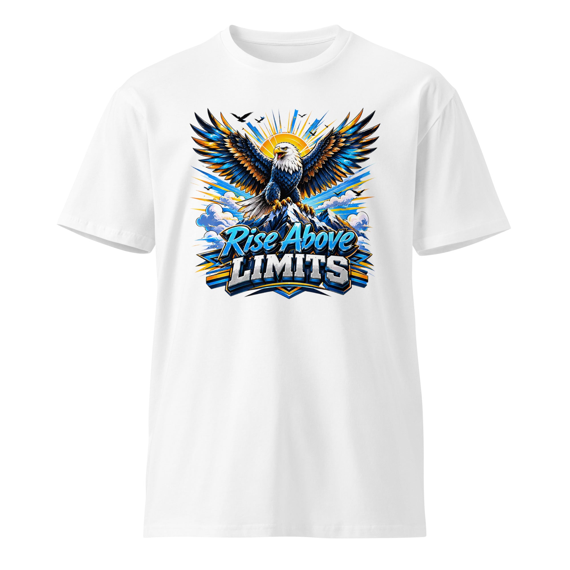 Unisex premium t-shirt - Rise Above Limits - Majestic Mountain Eagle by printfluence.net