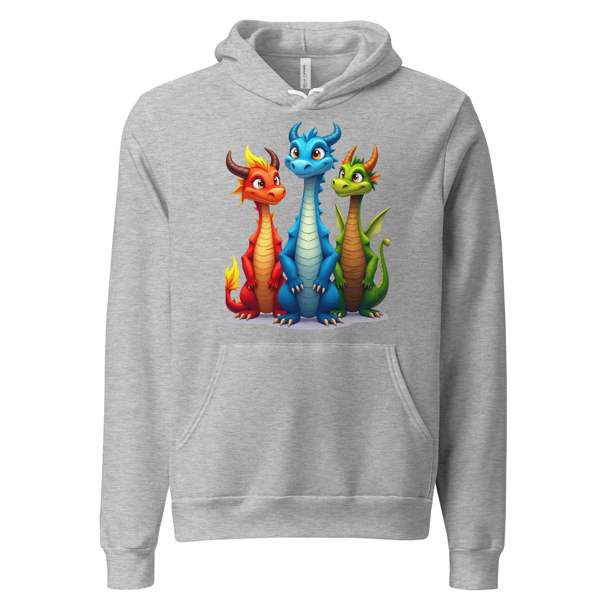 Unisex hoodie - Cute Dino Trio Hoodie – Smiling Blue Red Green Dinosaurs Photo Pose Sweatshirt by printfluence.net
