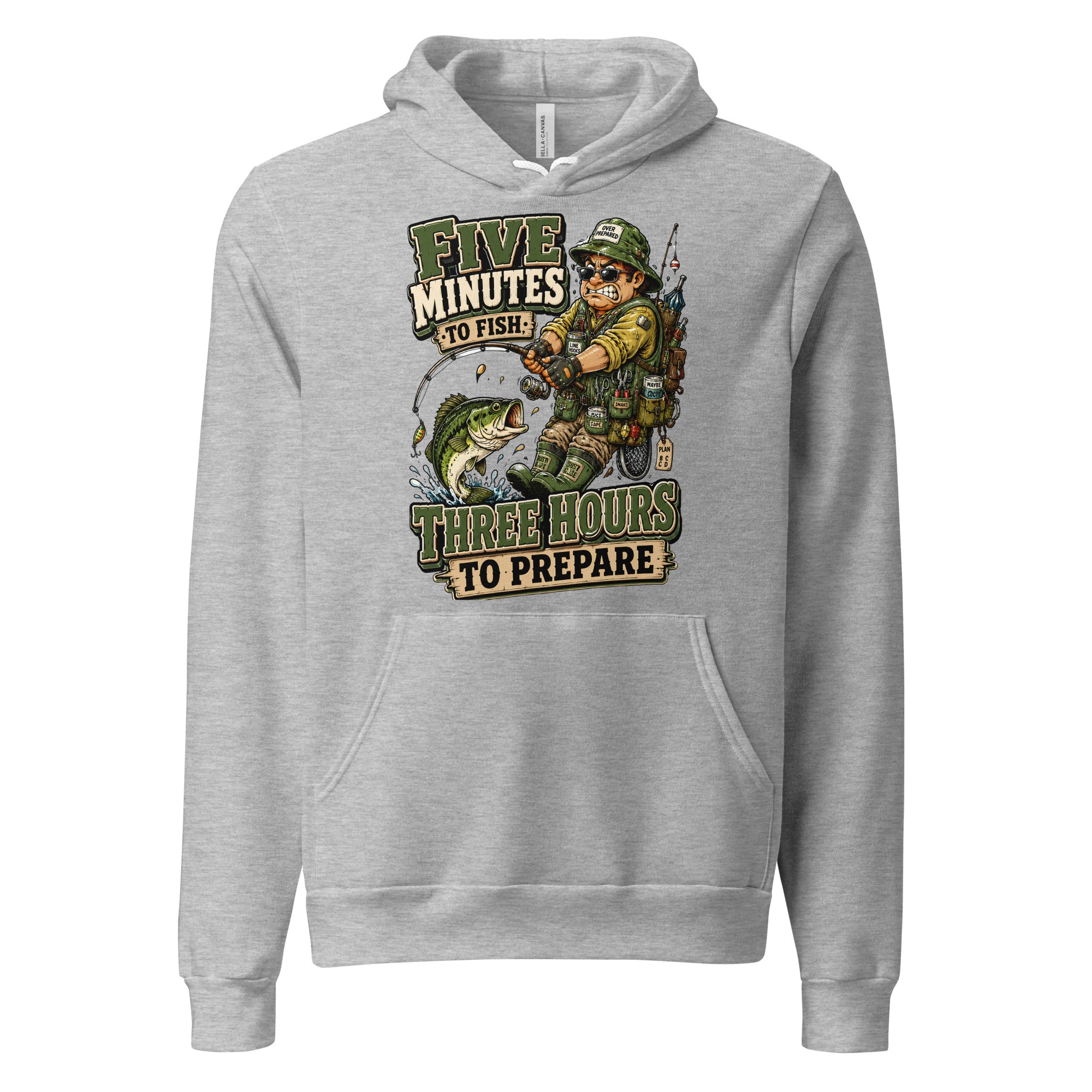Three Hours To Prepare Hoodie - Funny Bass Fishing Lovers Graphic Pullover by printfluence.net